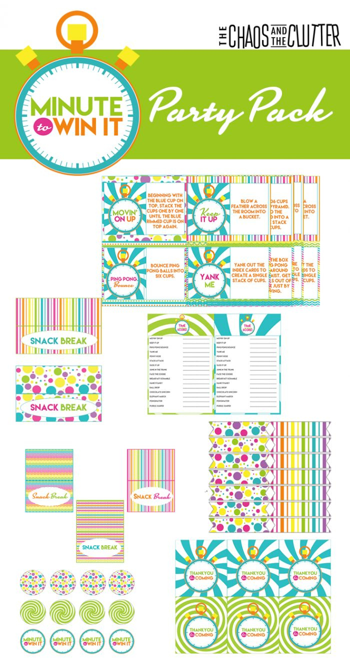 Minute To Win It Printable Party Kit - The Chaos And The Clutter throughout Free Minute To Win It Printables