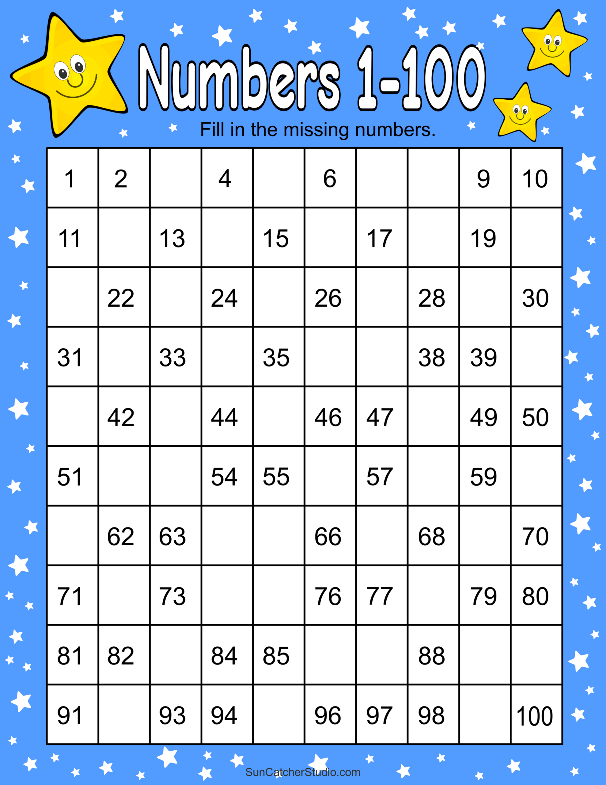 Missing Numbers Worksheets (Fill In The Missing Numbers) – Free pertaining to 100 Chart Printable With Missing Numbers