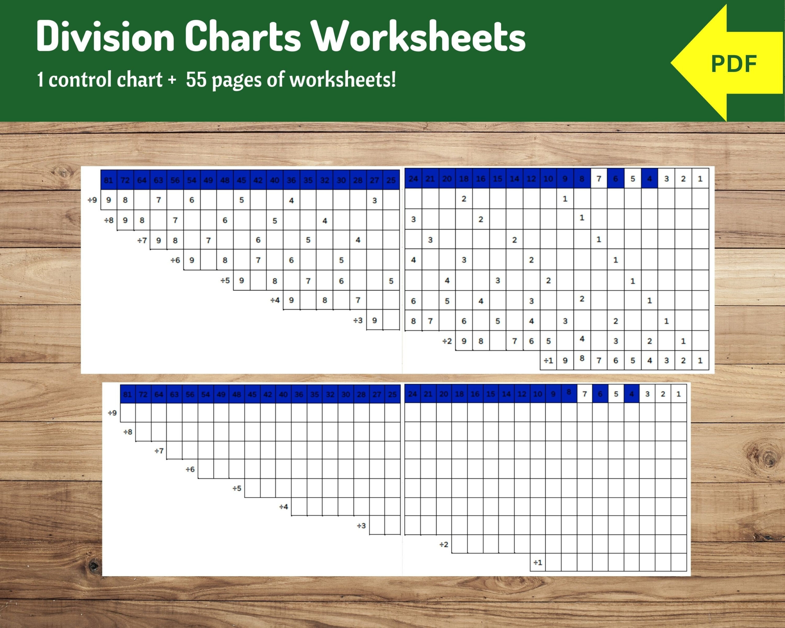 Montessori Division Charts | Division Worksheets &amp;amp; Control | 55 within Montessori Division Chart Printable
