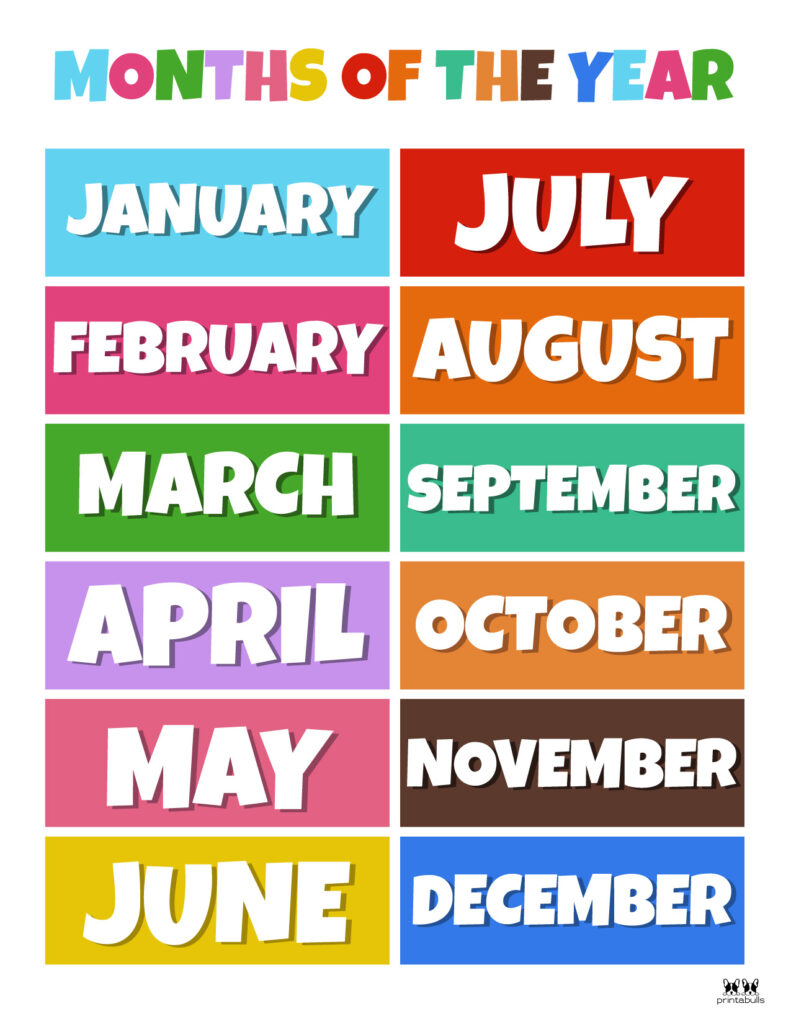 Months Of The Year Worksheets &amp;amp; Printables | Printabulls regarding Months of The Year Chart Printable