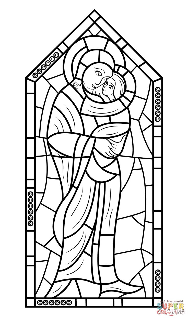 Mother Mary With Jesus Stained Glass Coloring Page | Free pertaining to Free Stained Glass Patterns Printable Jesus