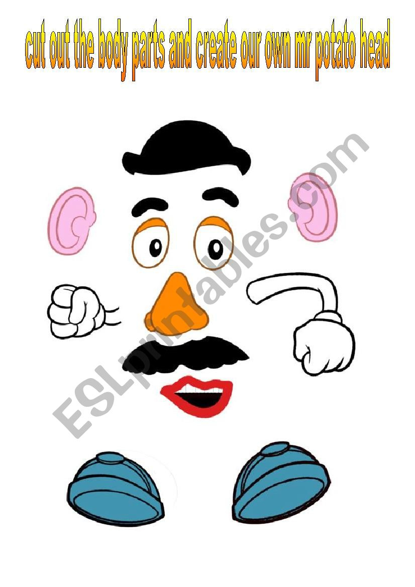 Mr Potato Head + Extra Body Parts B&amp;amp;W Version Included - Esl with Free Printable Mr Potato Head Parts