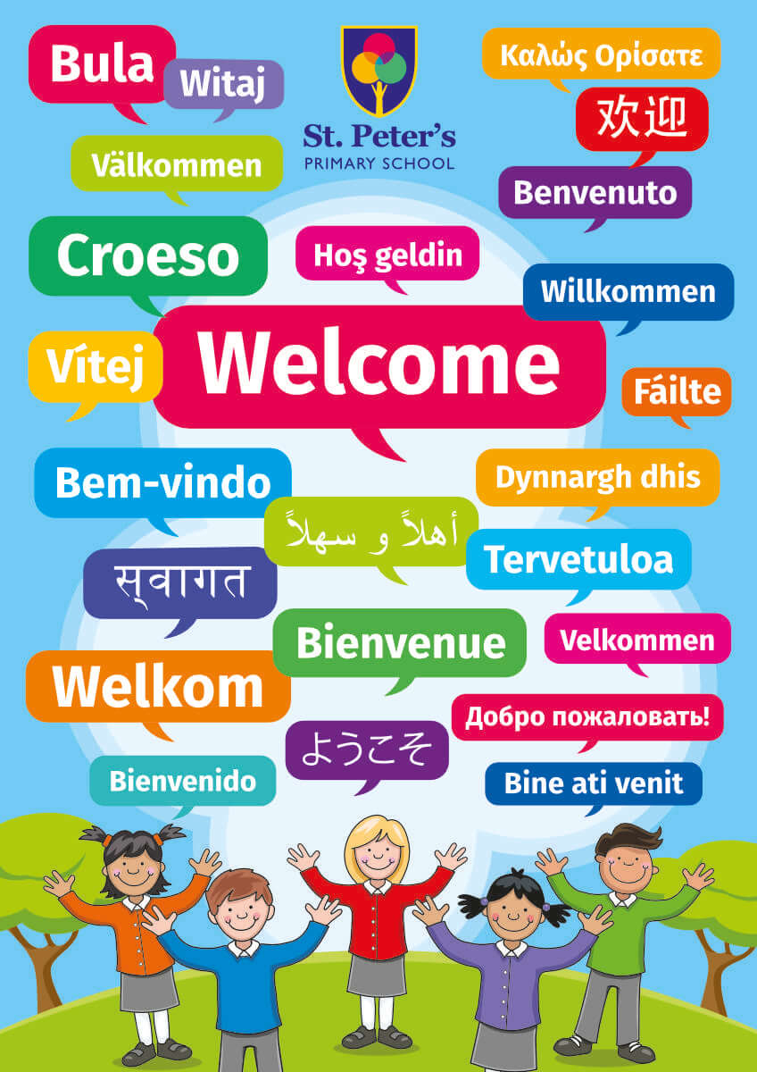 Multi-Language Welcome Sign Portrait - Languages Sign For Schools pertaining to Free Printable Multilingual Welcome Poster