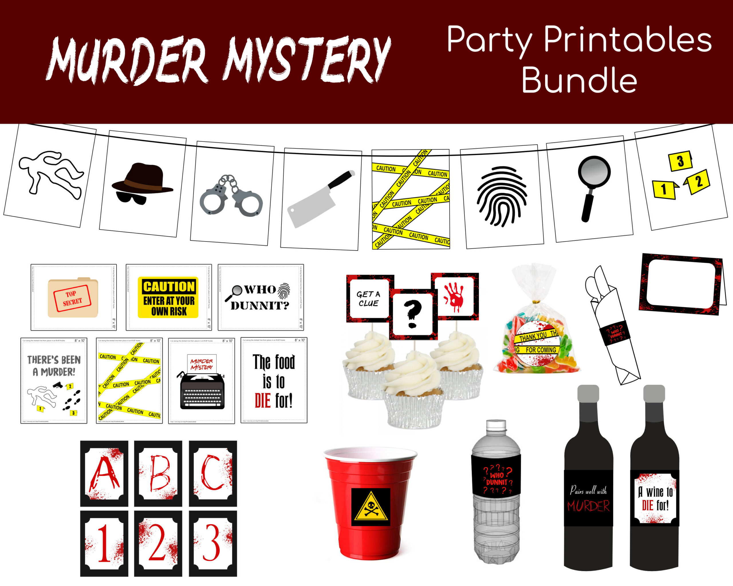 Murder Mystery Party Pack Printables Bundle | Digital Files Only for Murder Mystery Party Free Printables