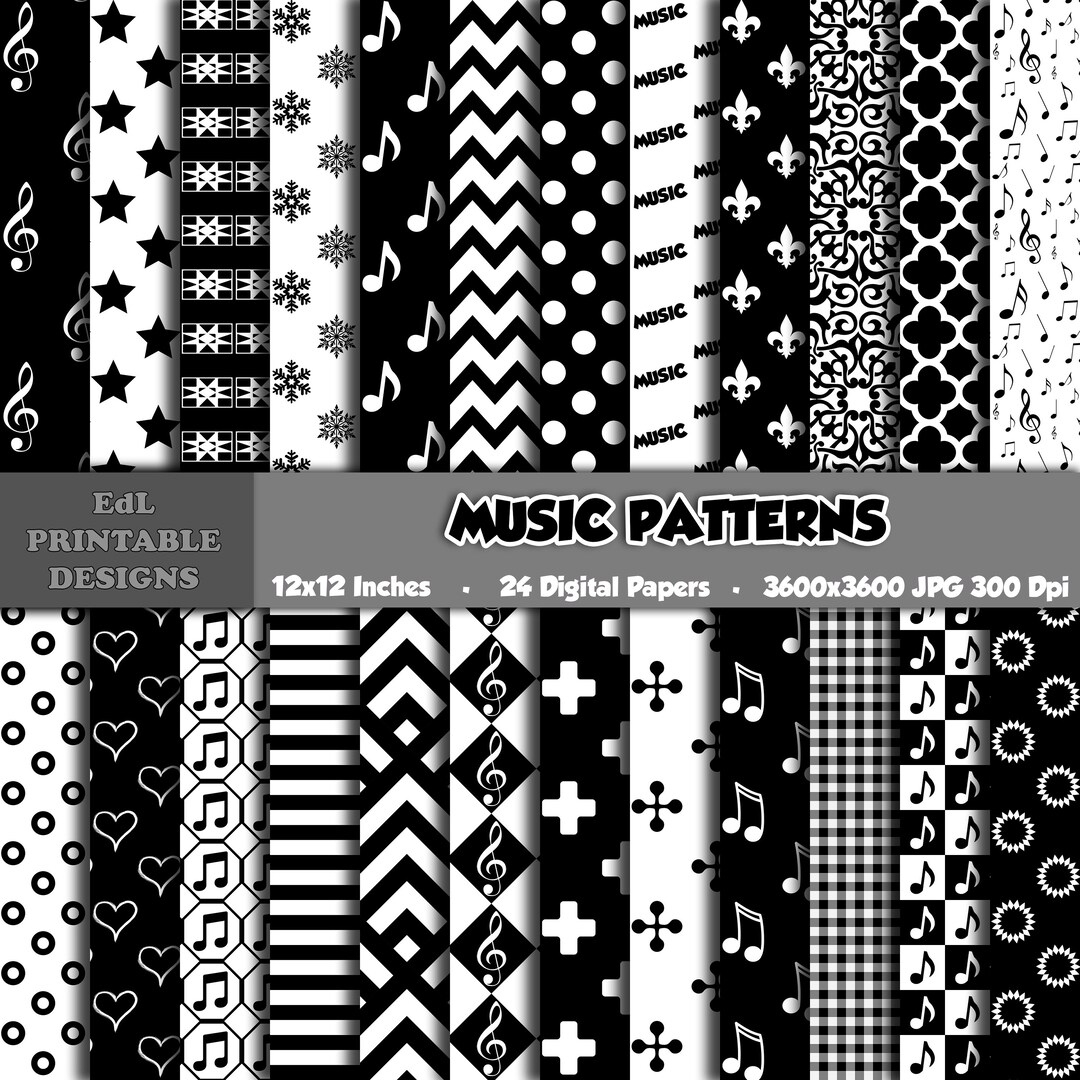 Music Patterns Digital Paper, Music Notes Printable Background intended for 12 X 12 Printable Patterns