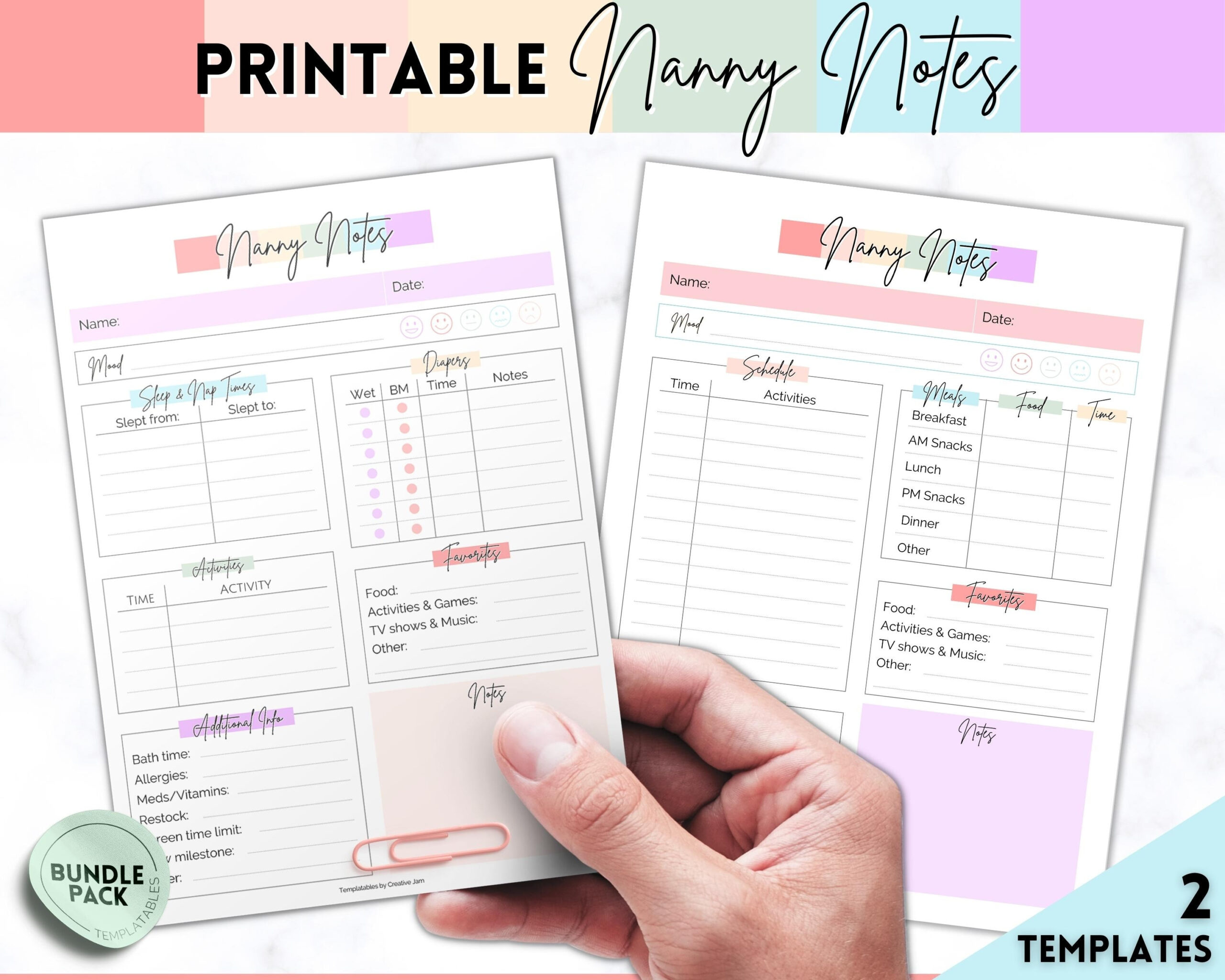 Nanny Schedule, Nanny Notes &amp;amp; Report Template For Baby, Babysitter with Free Nanny Schedule Template