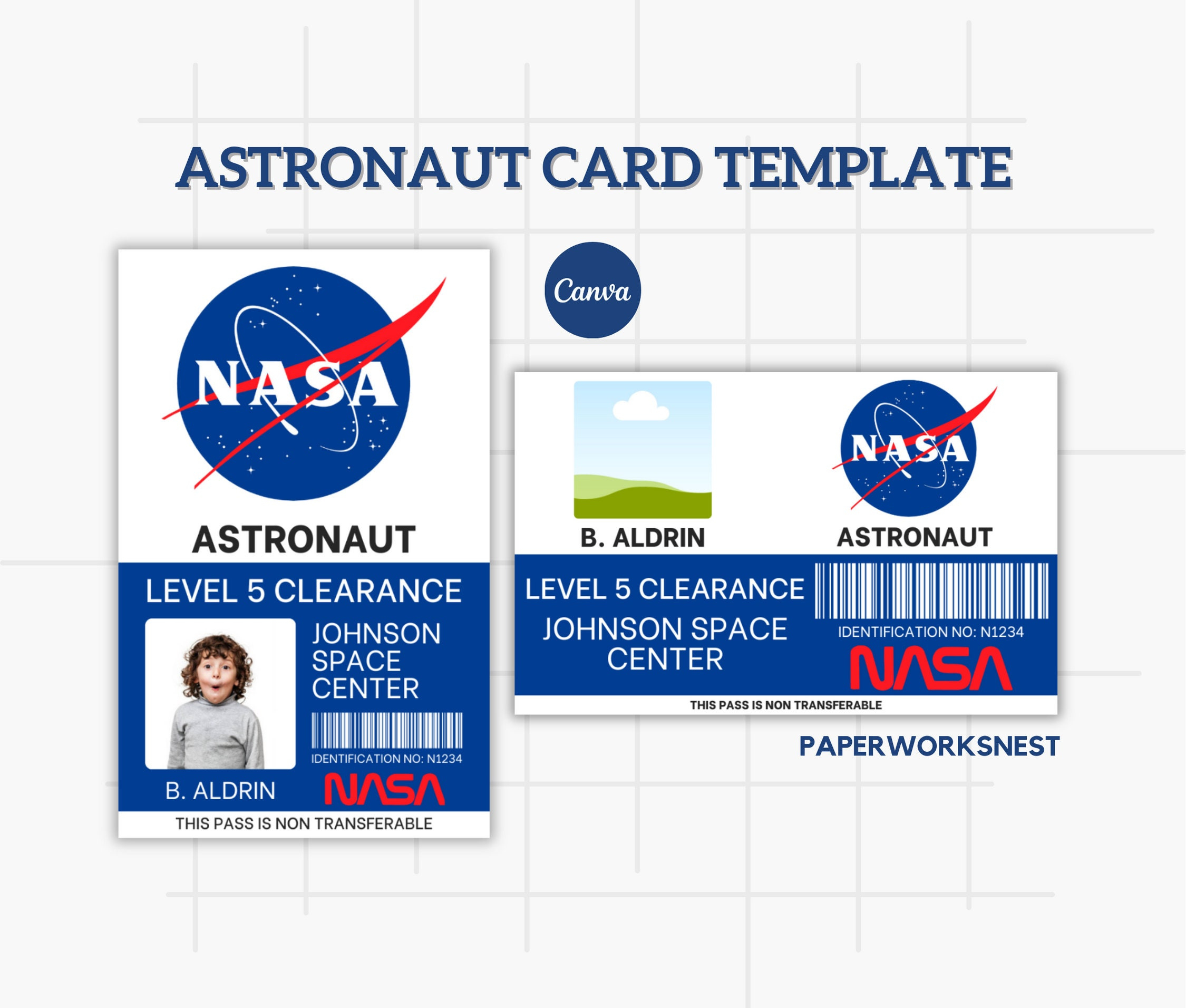 Nasa Astronaut Id Badge Vorlage, Namensschild, Space Astronaut in Free Printable Nasa Badges