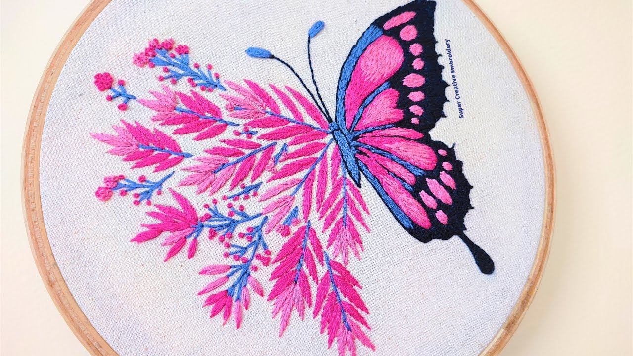 New Floral Butterfly Embroidery Design/Free Pdf Pattern/Hand Embroidery/How To Embroider A Butterfly with regard to Free Printable Butterfly Embroidery Patterns