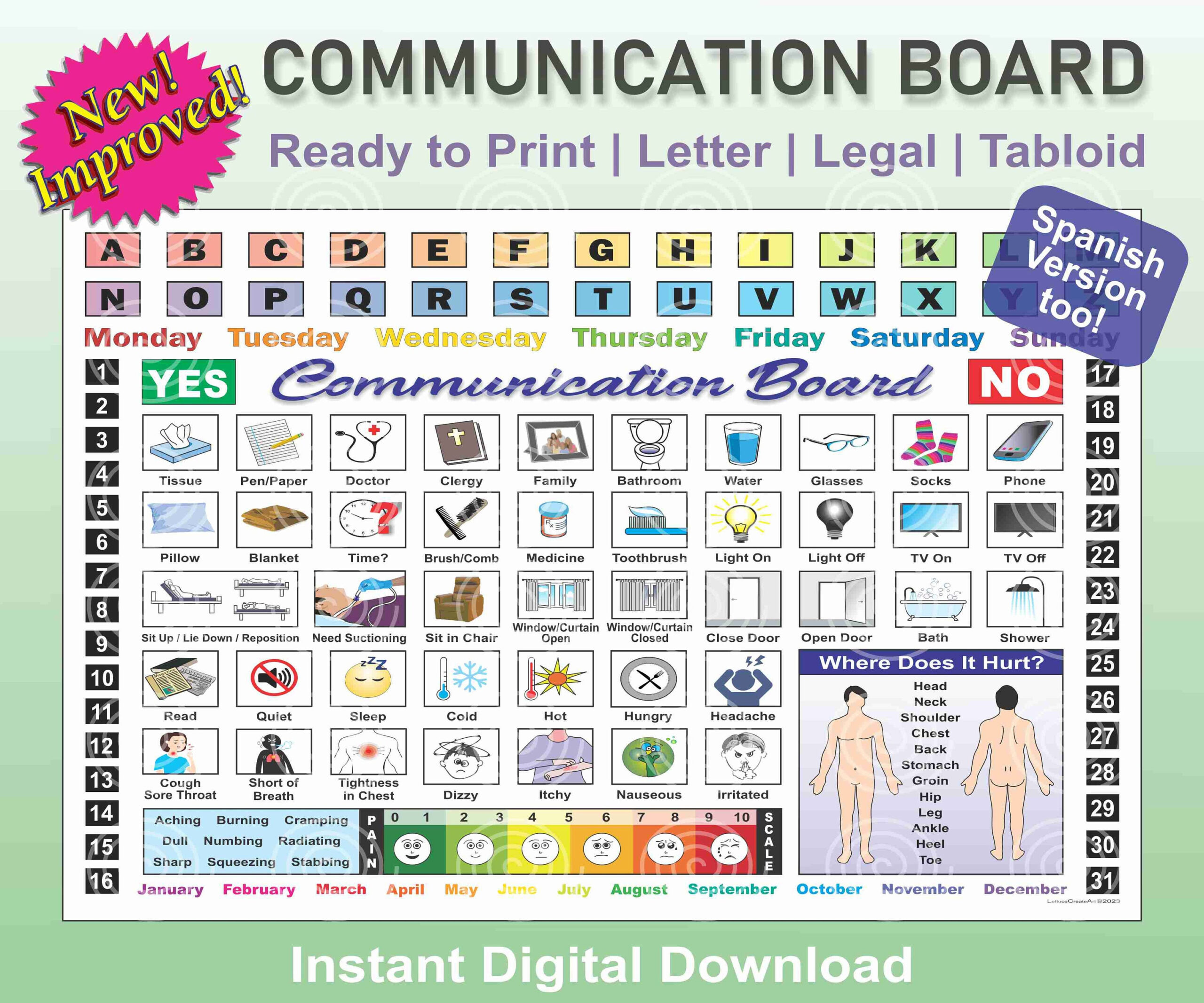 New/Improved Communication Board For Hospital, Resident Care, Or regarding Free Printable Communication Boards For Stroke Patients
