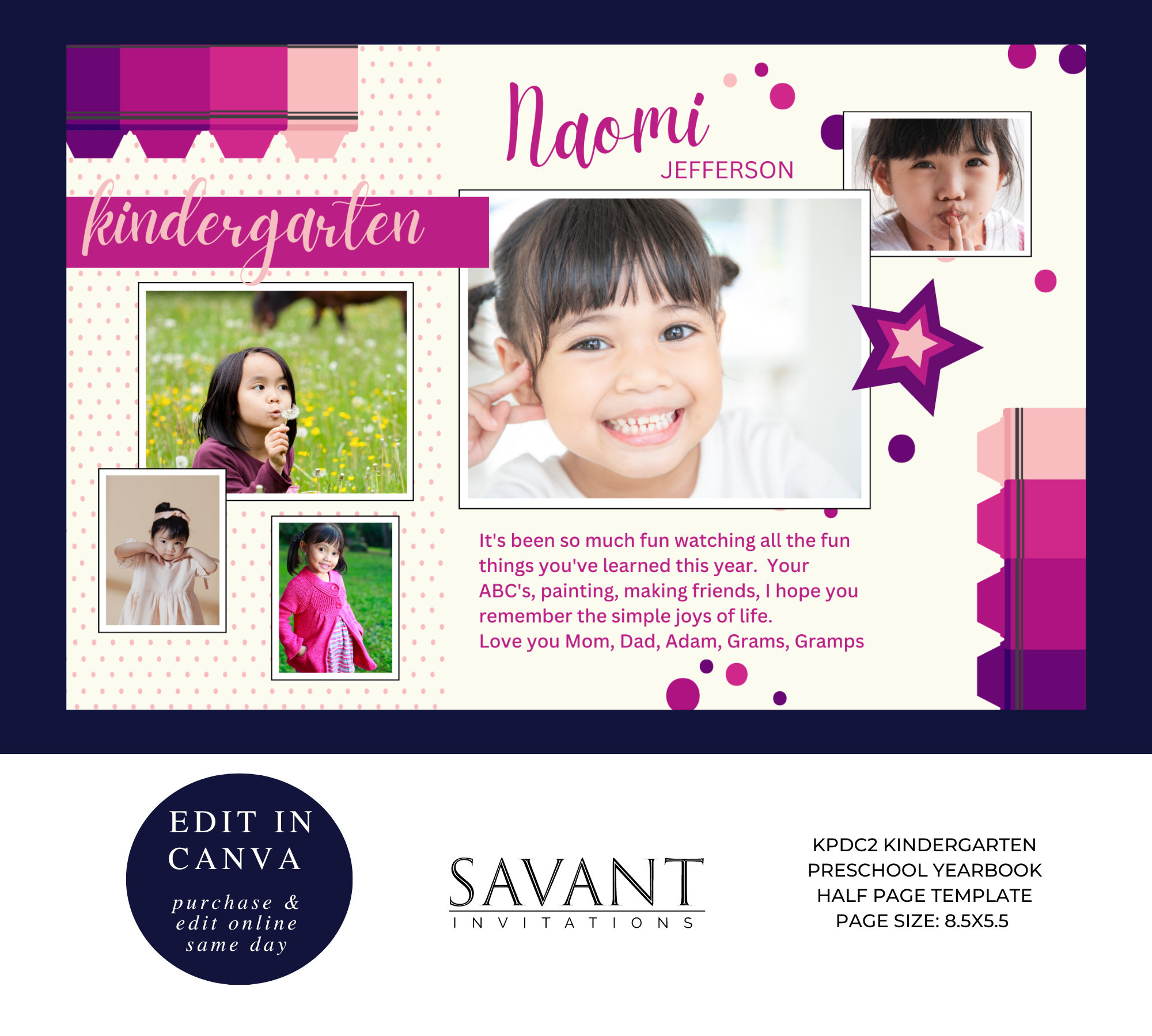 New! Kindergarten Preschool Yearbook Ad Tribute Template - Pretty regarding Free Preschool Yearbook Templates