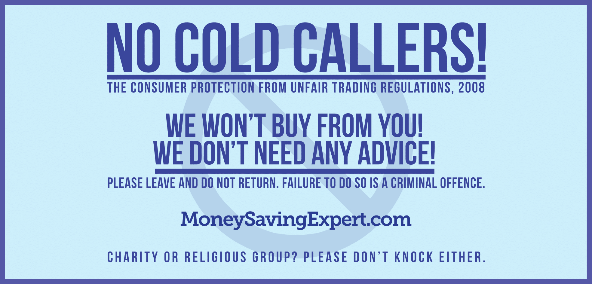 No Cold Callers Signs | Poster Template within Free Printable No Cold Callers Sign