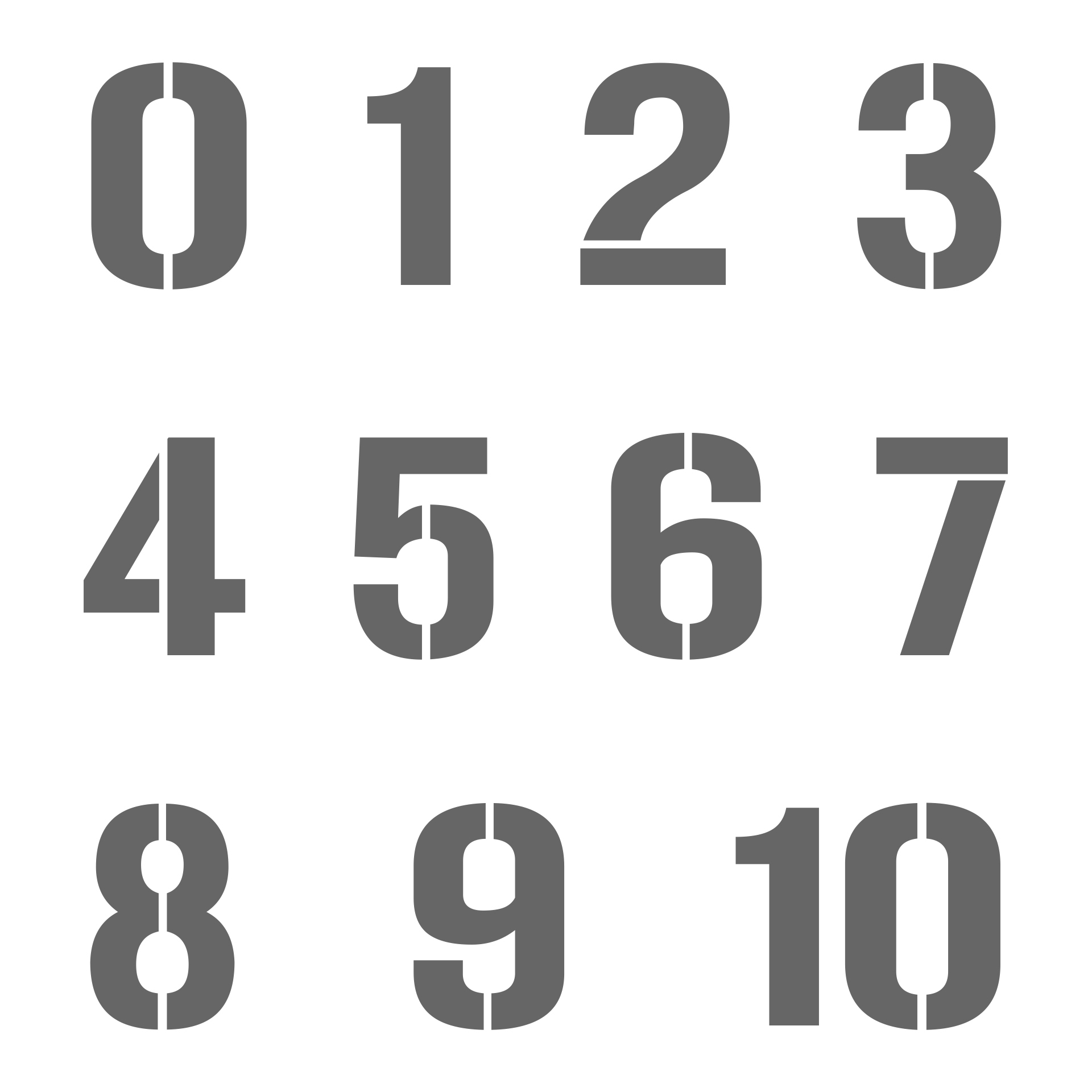 Number Stencils 1-10 - Free To Print And Downloadable Instantly inside Free Printable Number Stencils For Painting