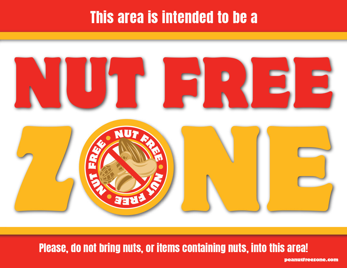Nut Free Zone Sign for Printable Nut Free Zone Sign