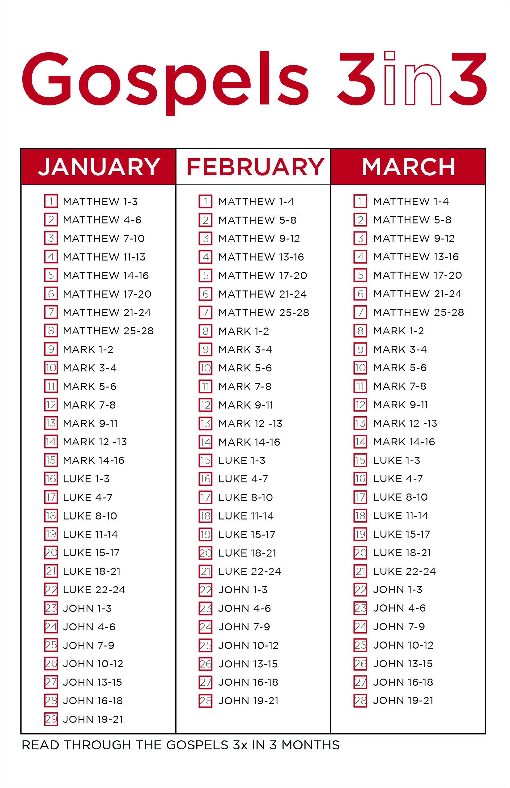 One Year Bible - Lifepoint Church with Bible Reading Chart Printable