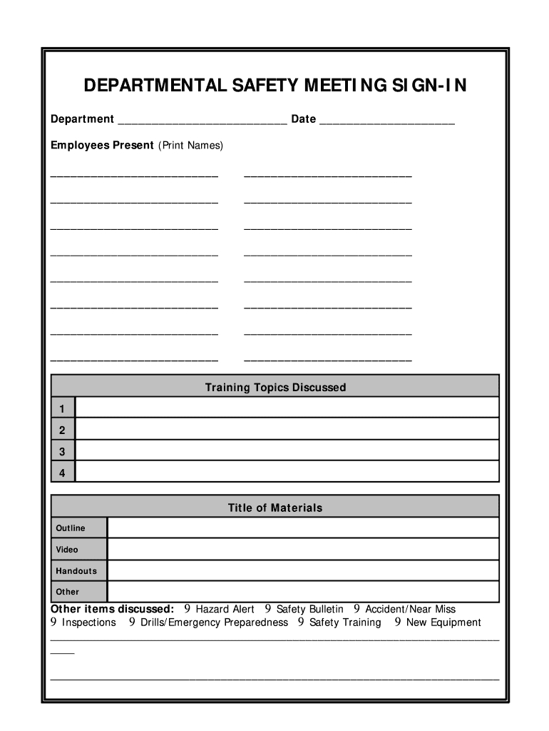 Osha Safety Meeting Sign In Sheet: Fill Out &amp;amp; Sign Online | Dochub with Free Printable Safety Meeting Sheets