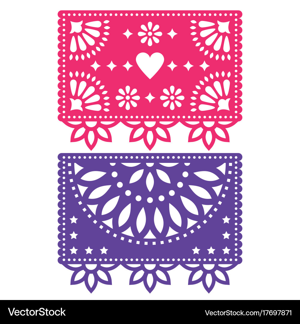 Papel Picado Template Design Set Mexican Vector Image throughout Papel Picado Free Templates