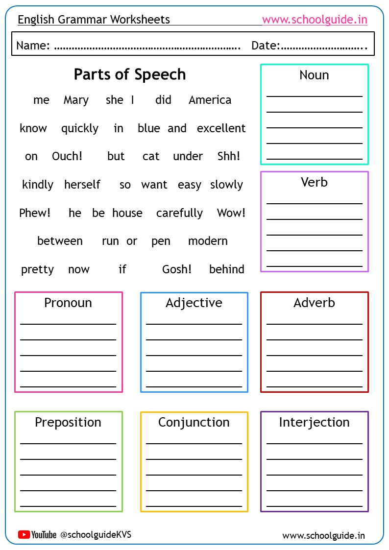 Parts Of Speech Worksheets with regard to Free Grammar Quizzes Printable