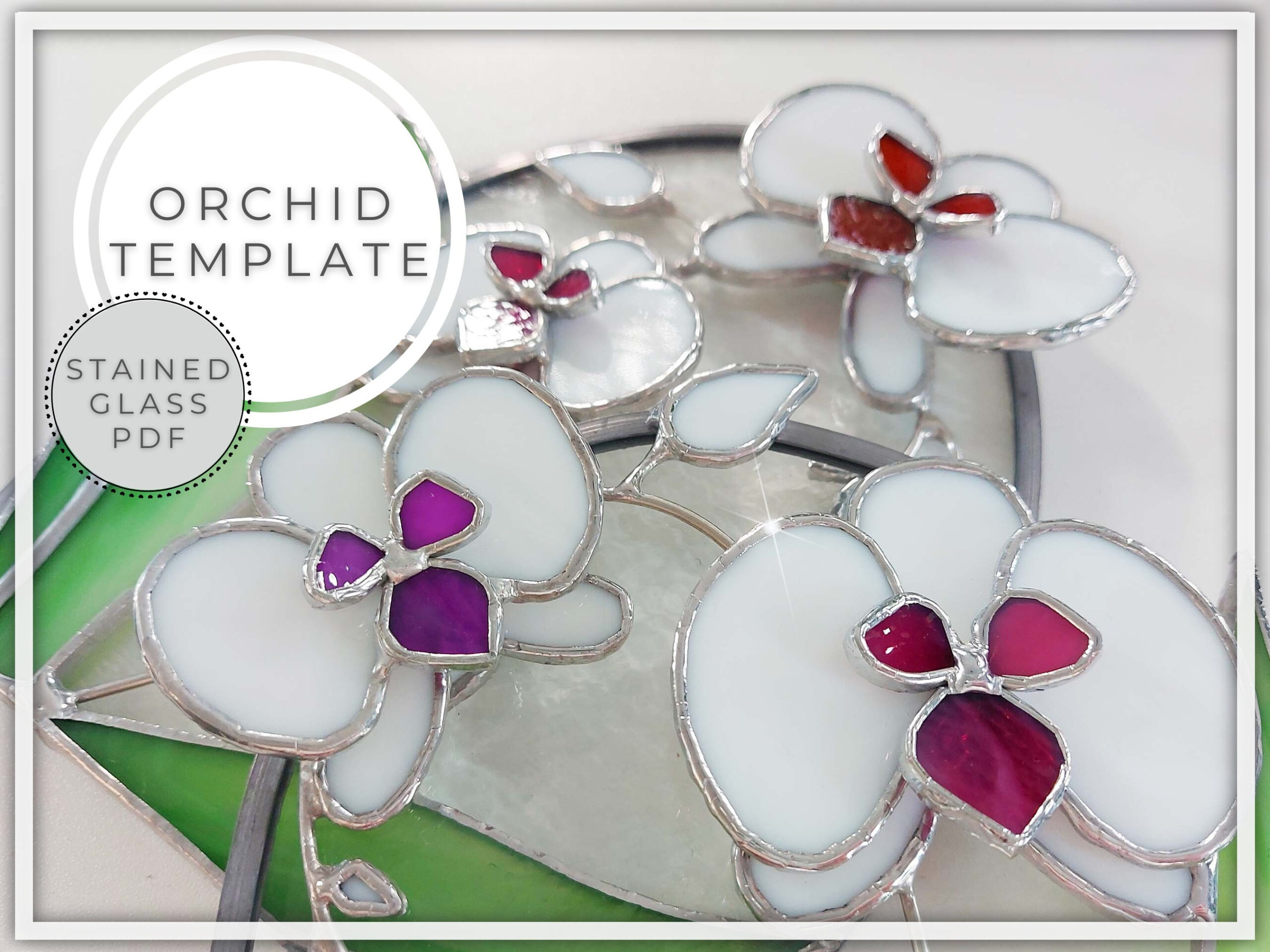 Pattern • 3D Orchid Stained Glass Pattern • Pdf • Digital Download throughout Free Printable Stained Glass Orchid Plant Patterns
