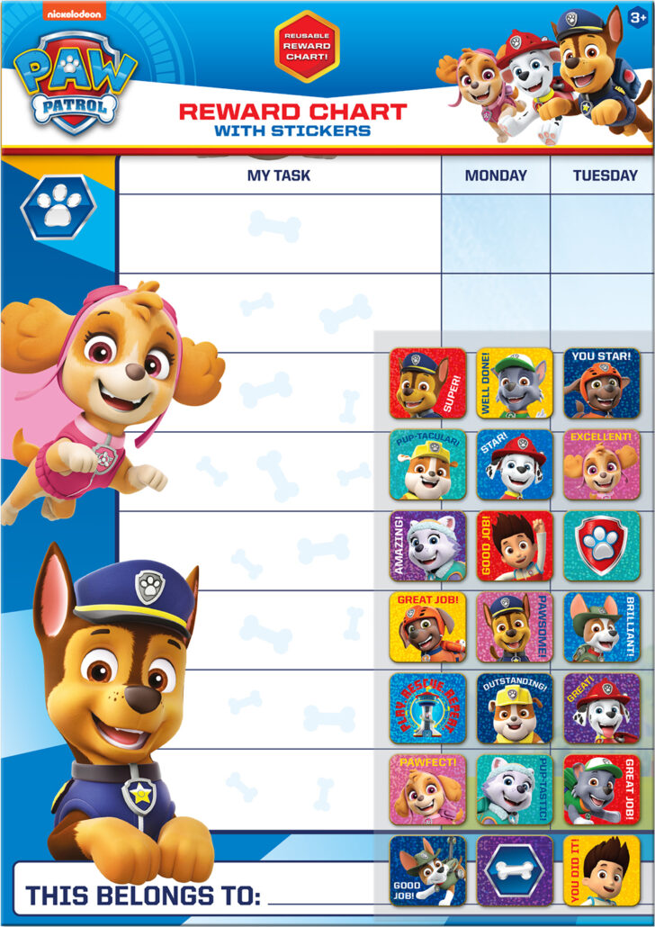 Paw Patrol Reward Chart Printable Free