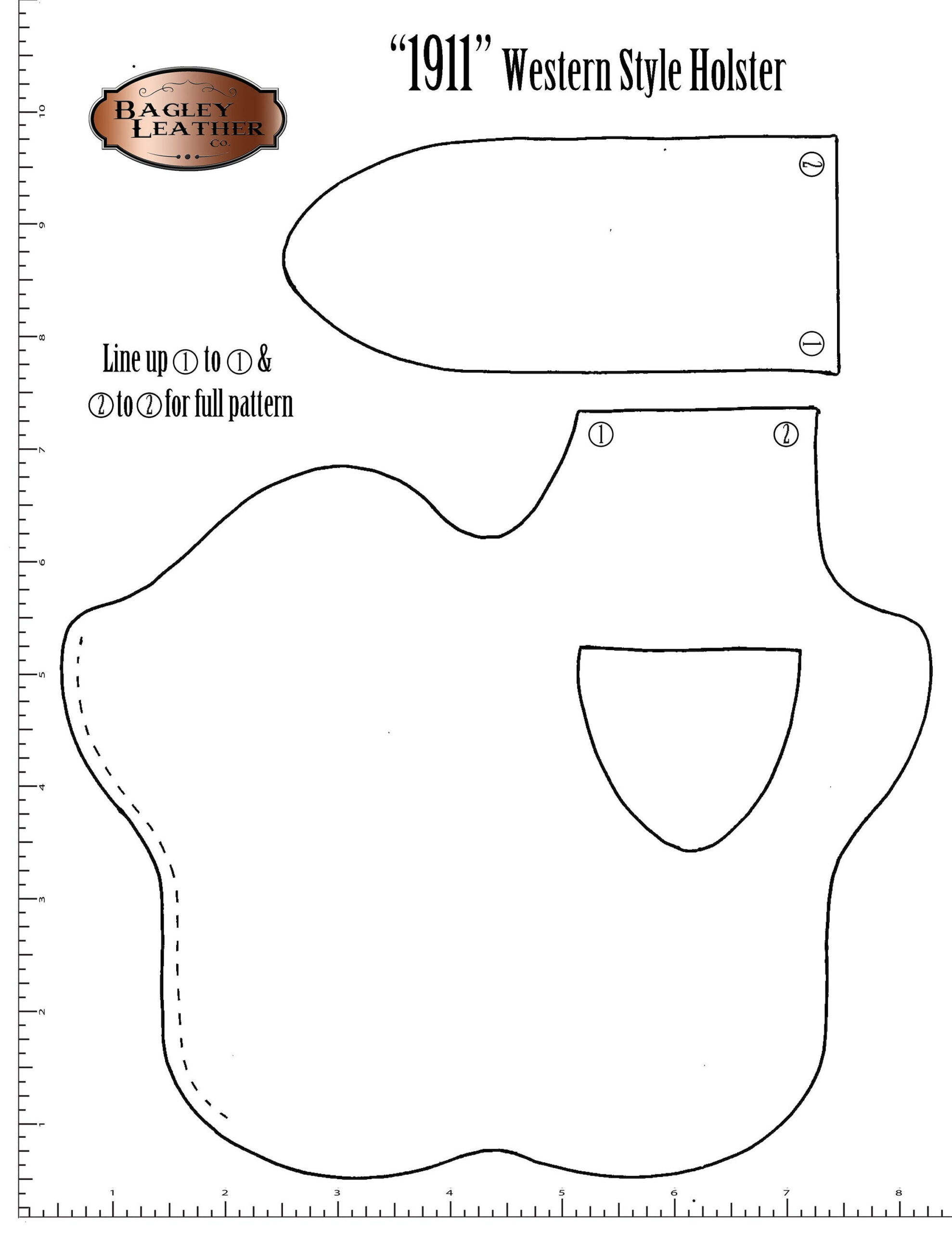 Pdf Pattern For 1911 Western Style Holster - Etsy Uk with Pdf Printable Leather Holster Patterns