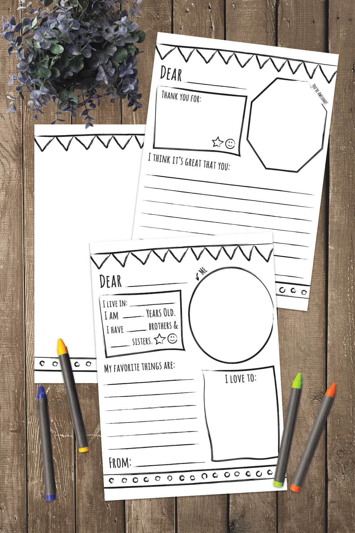 Pen Pal/Thank You Letter Stationery for Free Pen Pal Printables