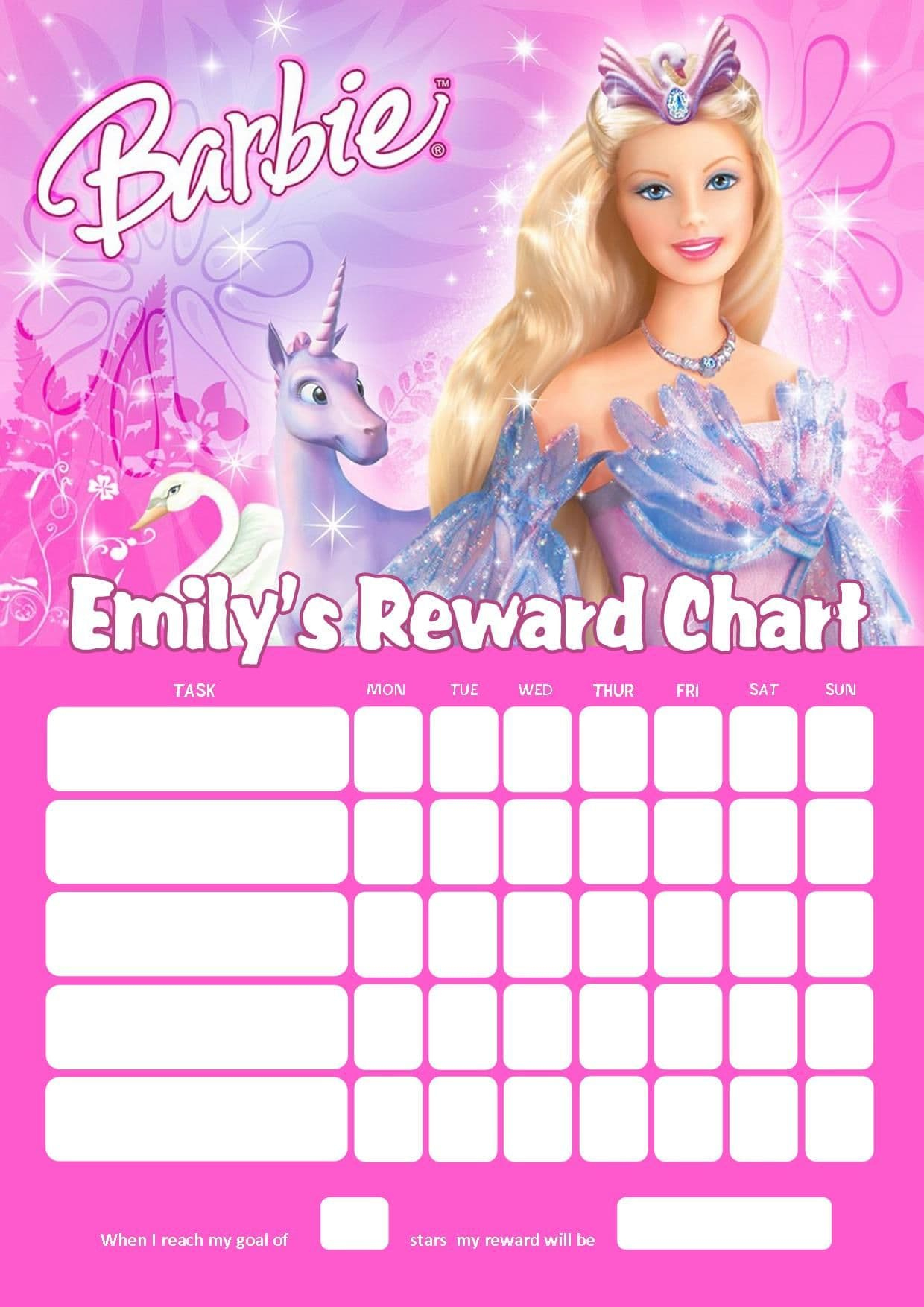 Personalised Barbie Reward Chart (Adding Photo Option Available) within Barbie Reward Charts Free Printable