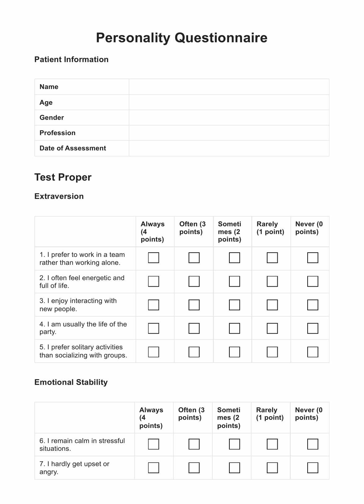 Personality Questionnaire &amp;amp; Example | Free Pdf Download inside Free Printable Personality Tests For Employees