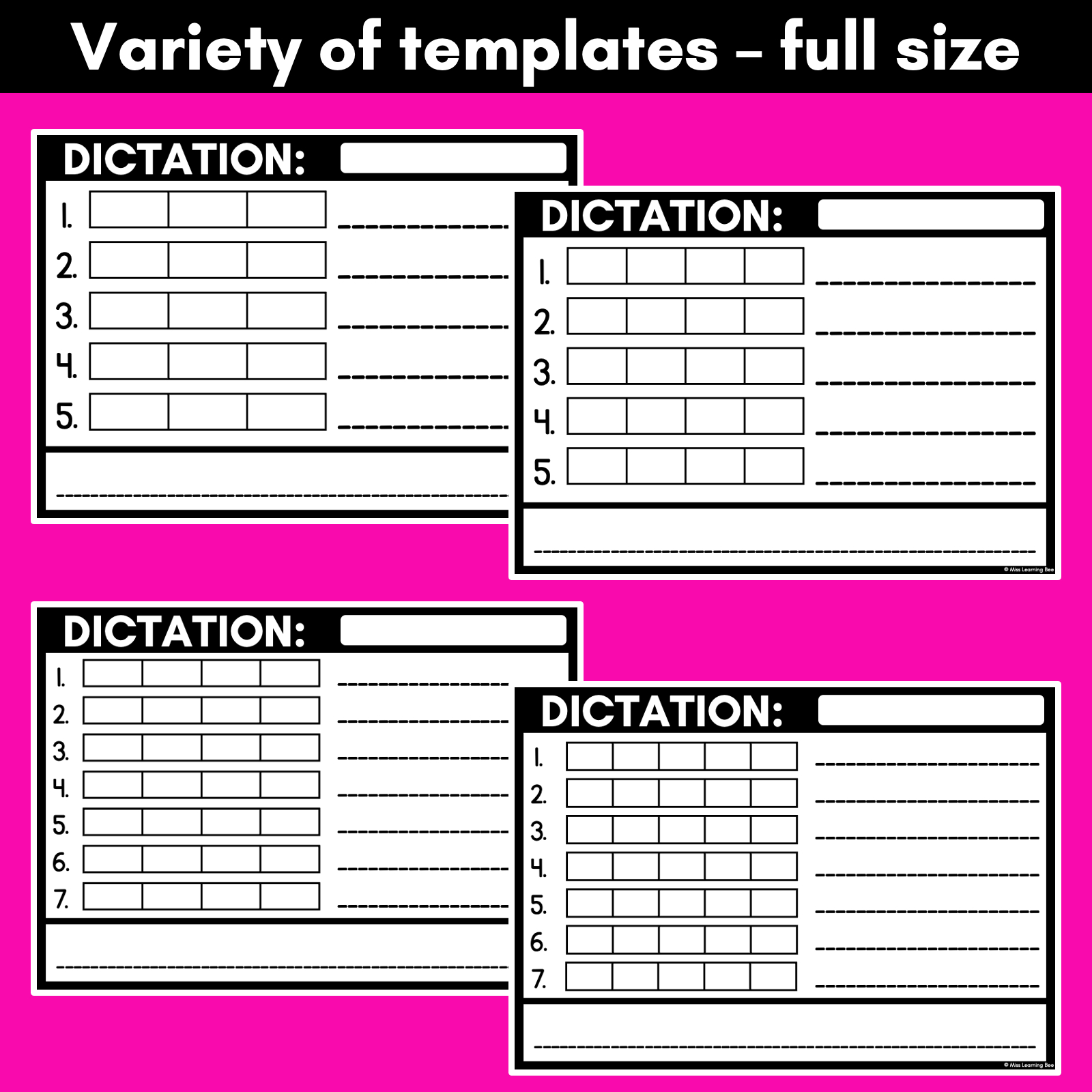 Phonics Dictation Templates - Mrs Learning Bee with regard to Dictation Templates Free
