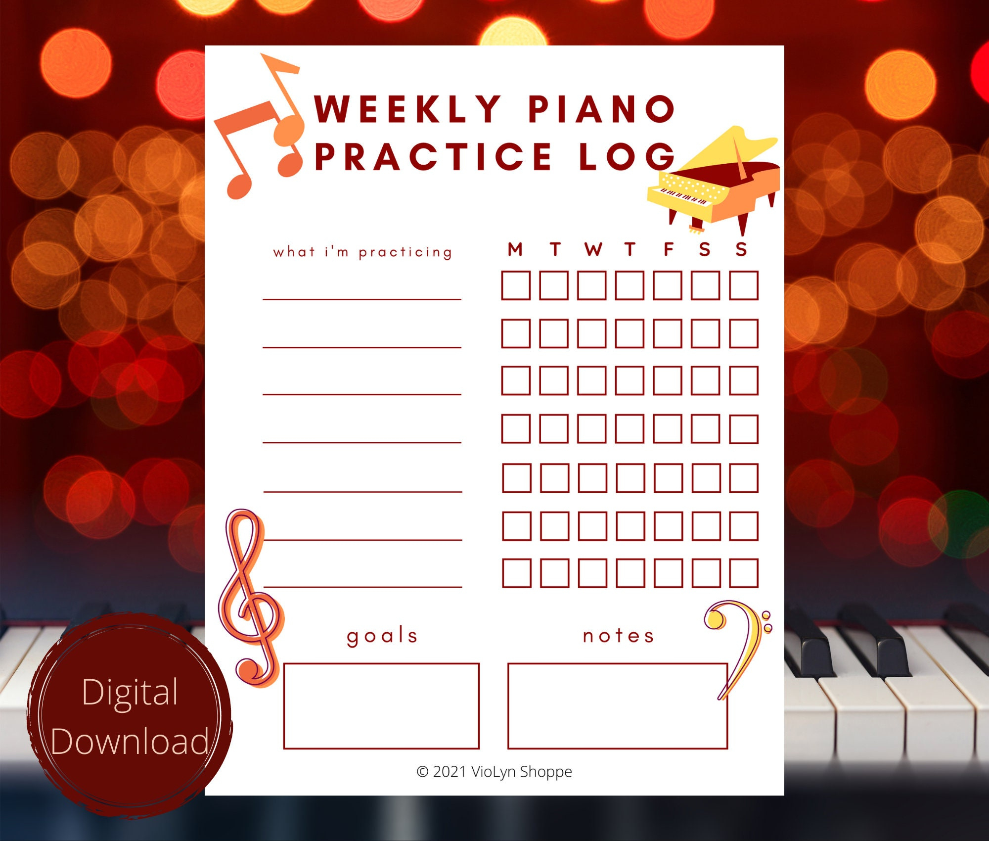 Piano Weekly Practice Chart | Printable Practice Charts For Music with regard to Piano Practice Chart Printable