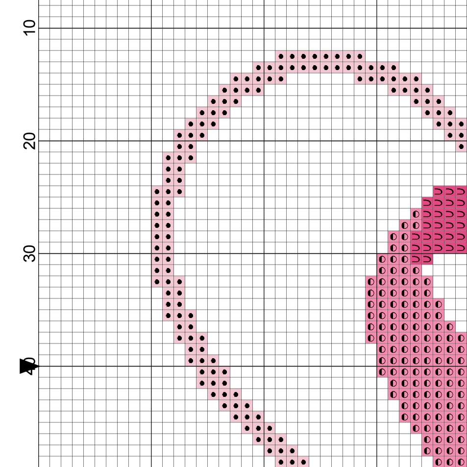 Pink Ribbon Heart Cross Stitch Pattern in Free Printable Cross Stitch Heart Patterns