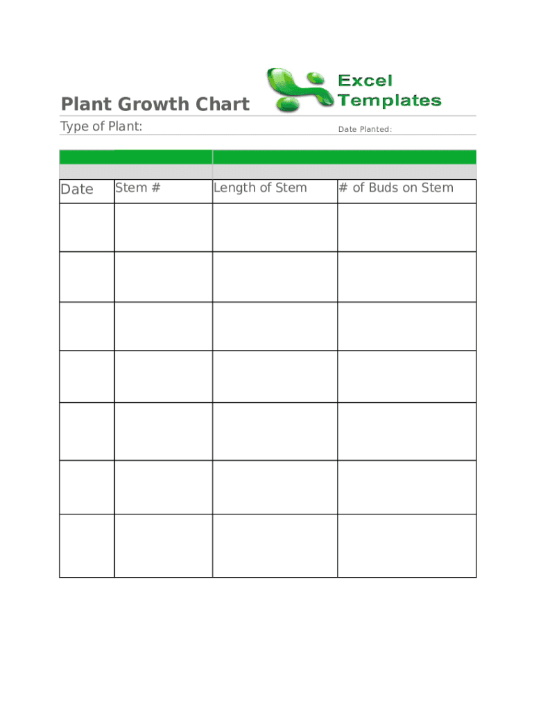 Plant Growth Chart - Fill Online, Printable, Fillable, Blank inside Plant Growth Chart Printable