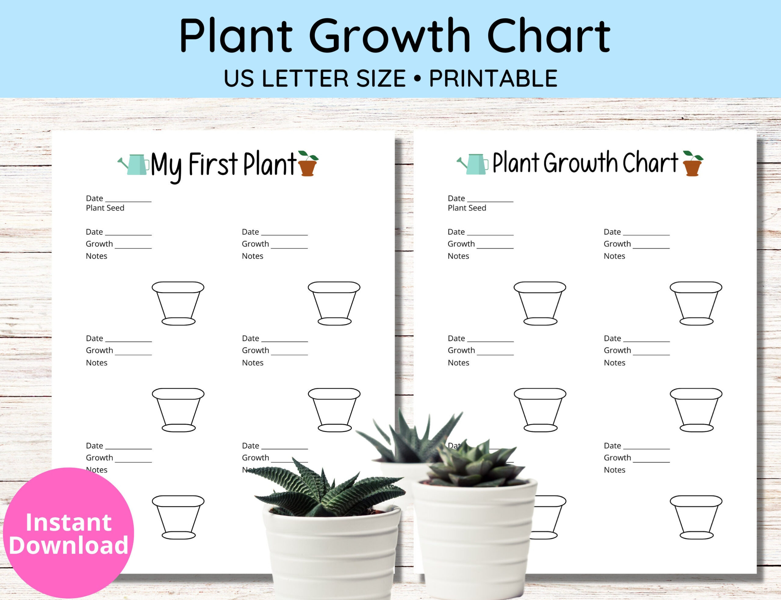 Plant Growth Chart For Kids, First Plant Log, Us Letter Pdf - Etsy inside Plant Growth Chart Printable
