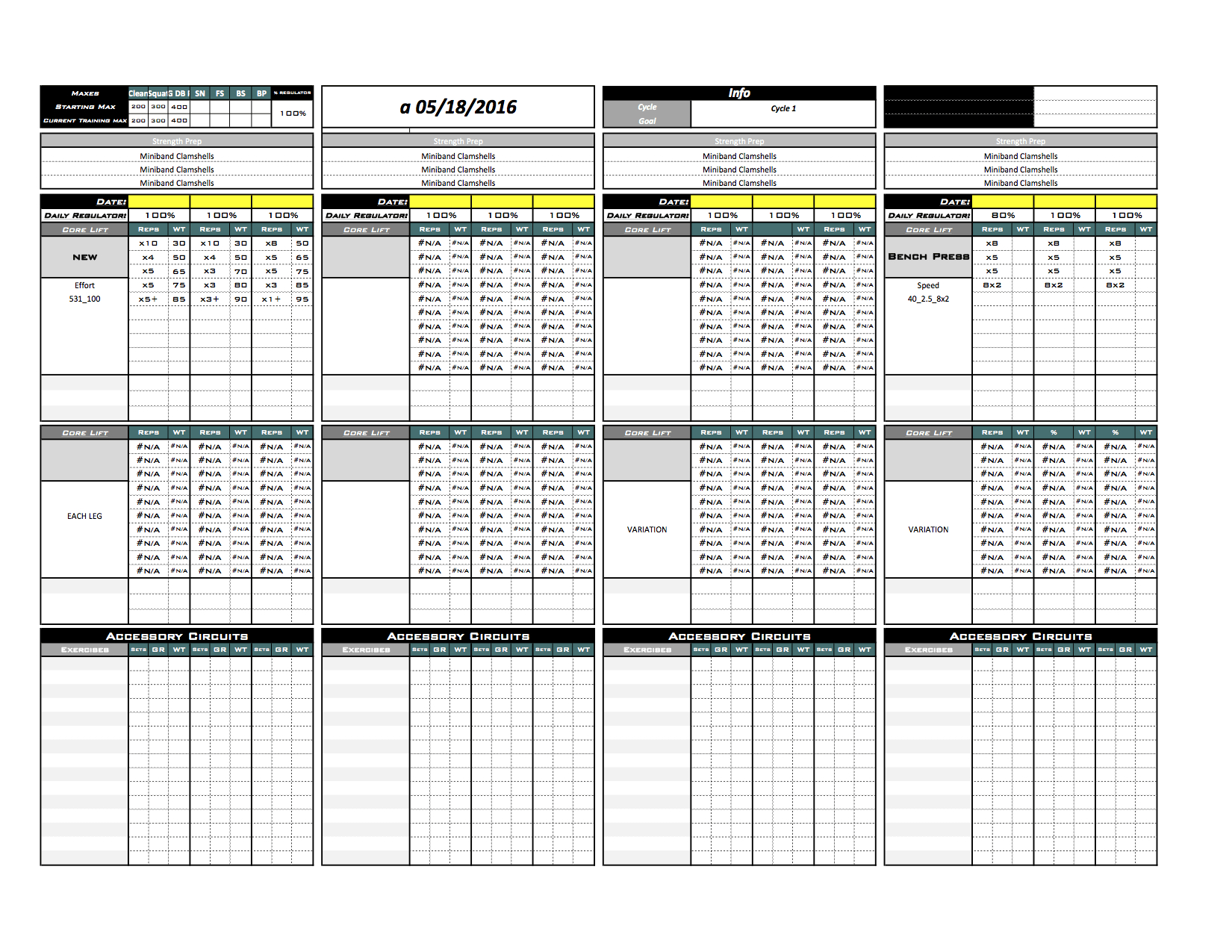 Platinum Strength &amp;amp; Conditioning Templates - Excel Training Designs for Free Strength and Conditioning Excel Templates