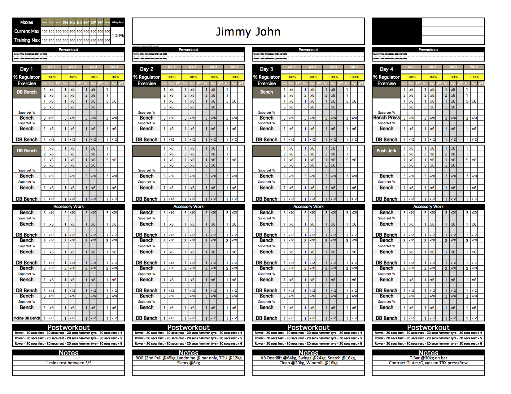 Platinum Strength &amp;amp; Conditioning Templates - Excel Training Designs inside Free Strength and Conditioning Excel Templates
