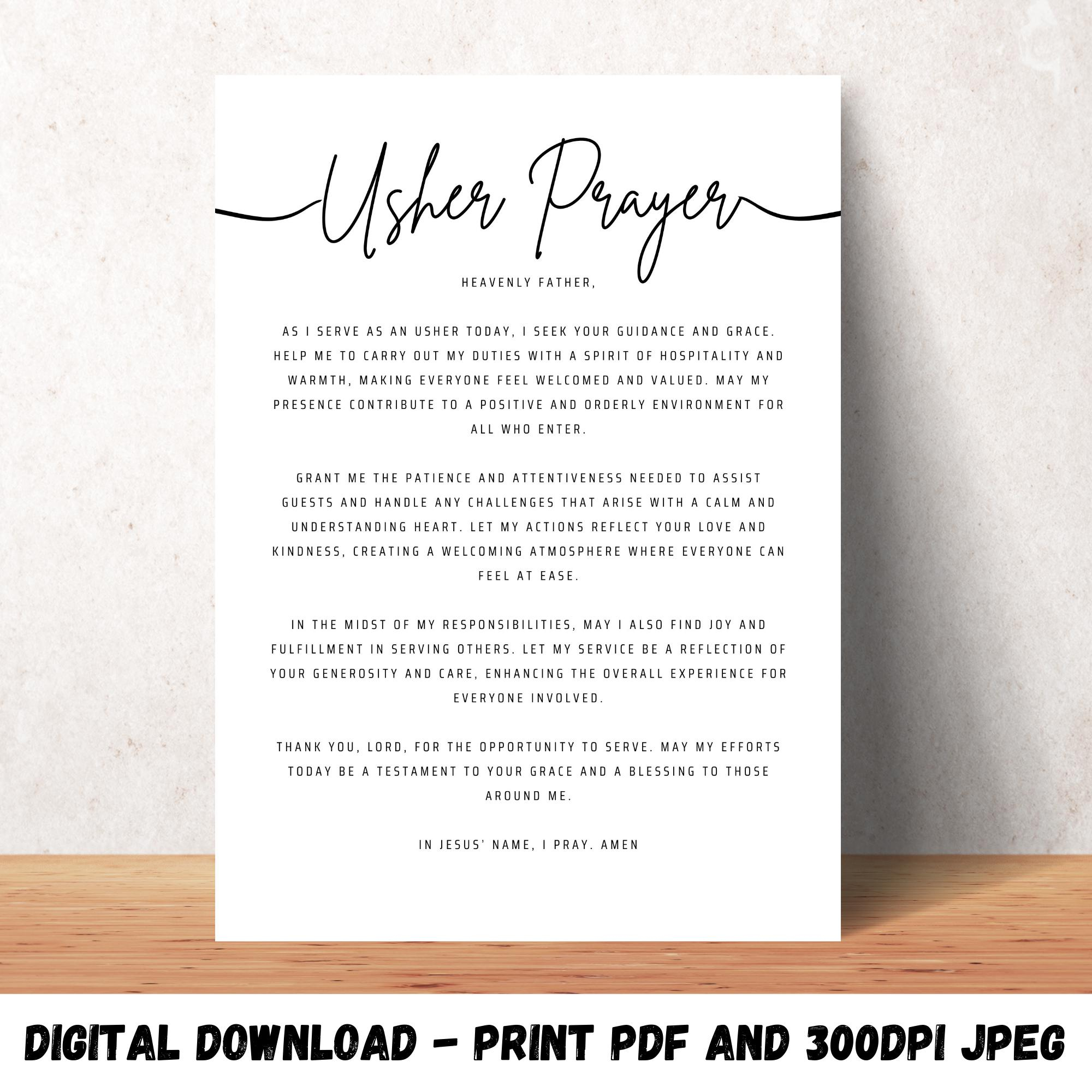 Poems For Church Ushers - Etsy regarding Free Printable Poems For Ushers Anniversary
