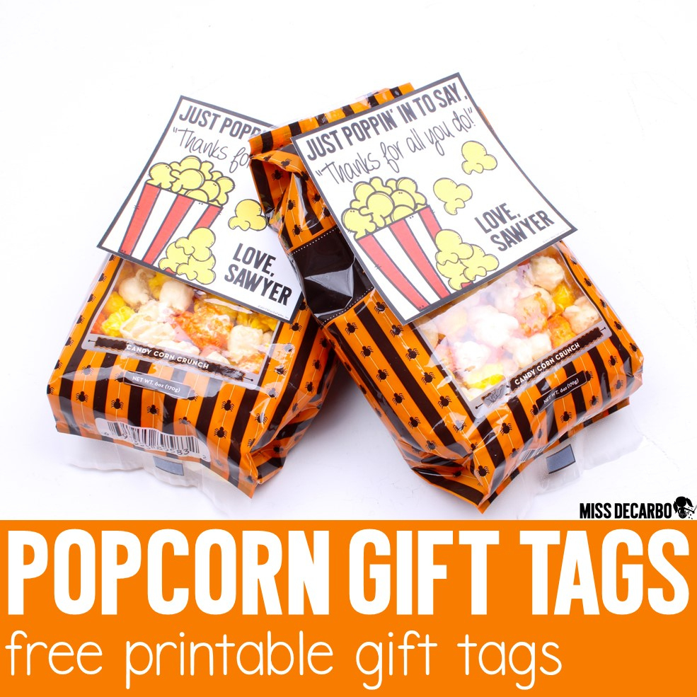 Popcorn Gift Tags - Miss Decarbo for Free Popcorn Printables