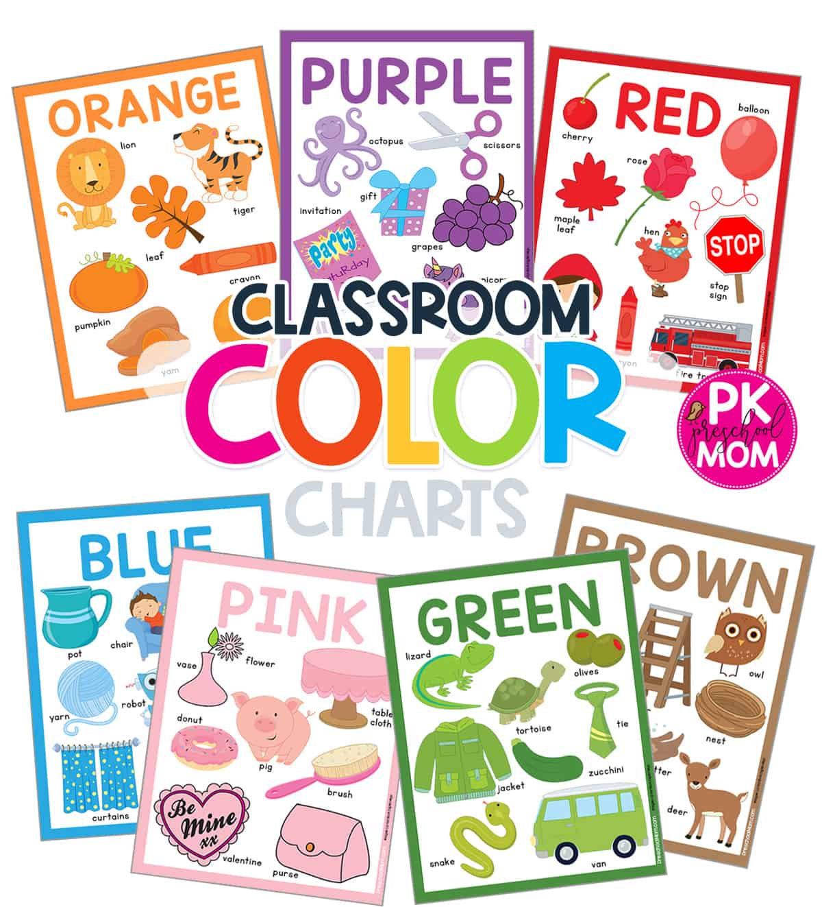 Preschool Color Charts - Preschool Mom regarding Preschool Color Chart Printable
