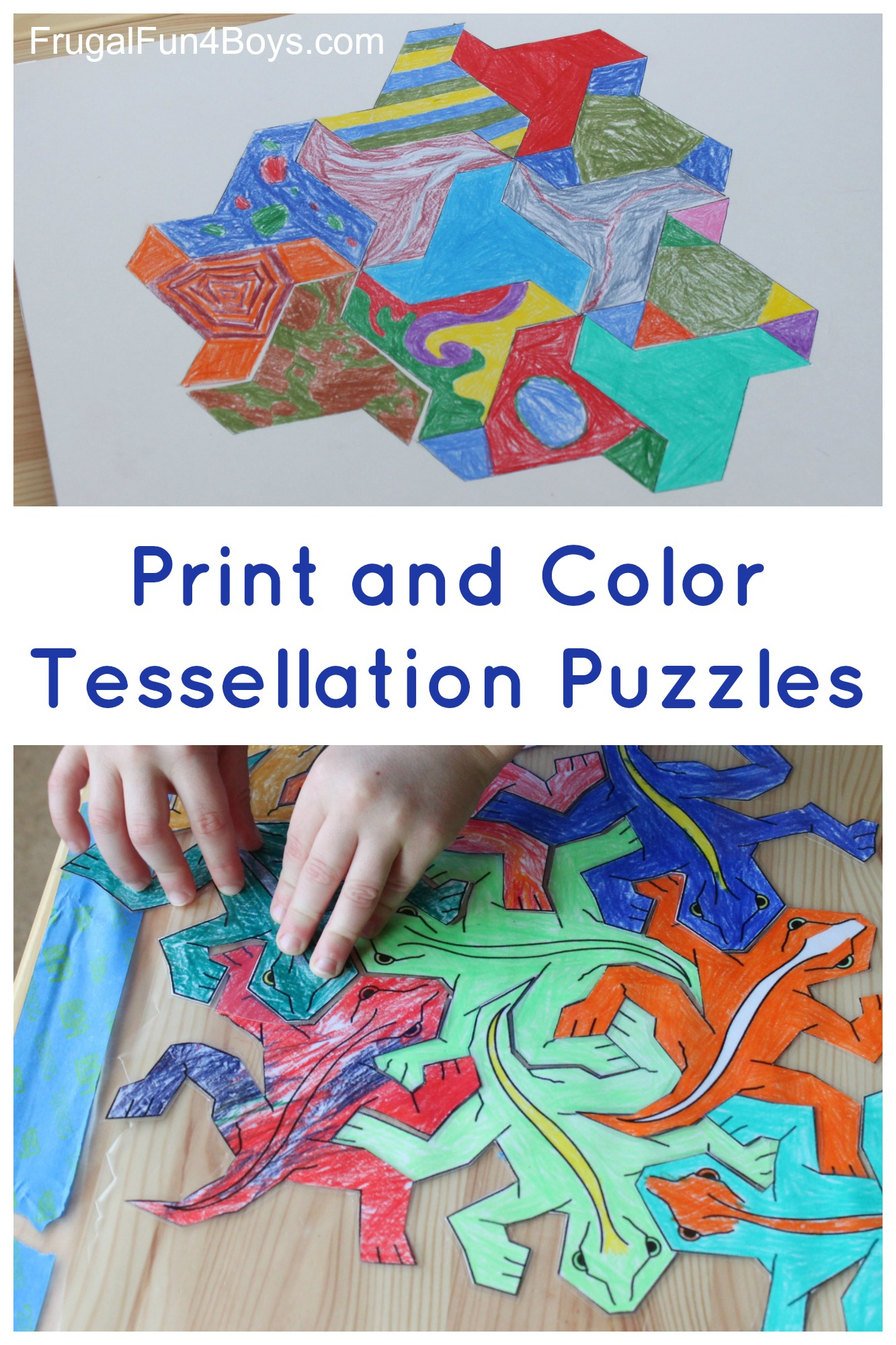 Print And Color Tessellation Puzzles For Kids - Frugal Fun For regarding Tessellation Patterns Printable Free