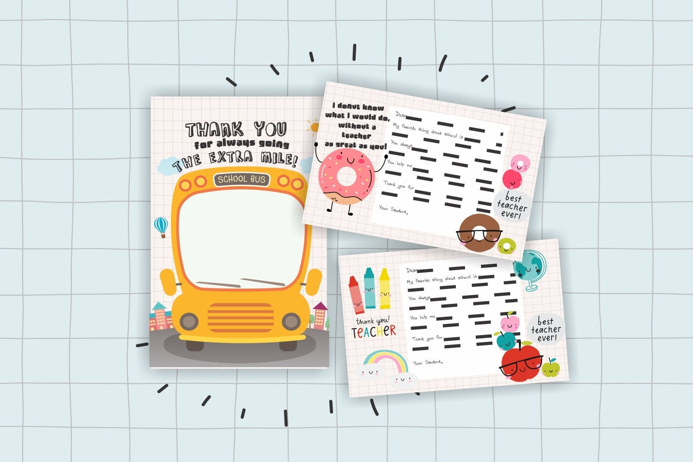 Print These Adorable Teacher &amp;amp; Bus Driver Thank You Cards. Free for Bus Driver Cards Free Printables
