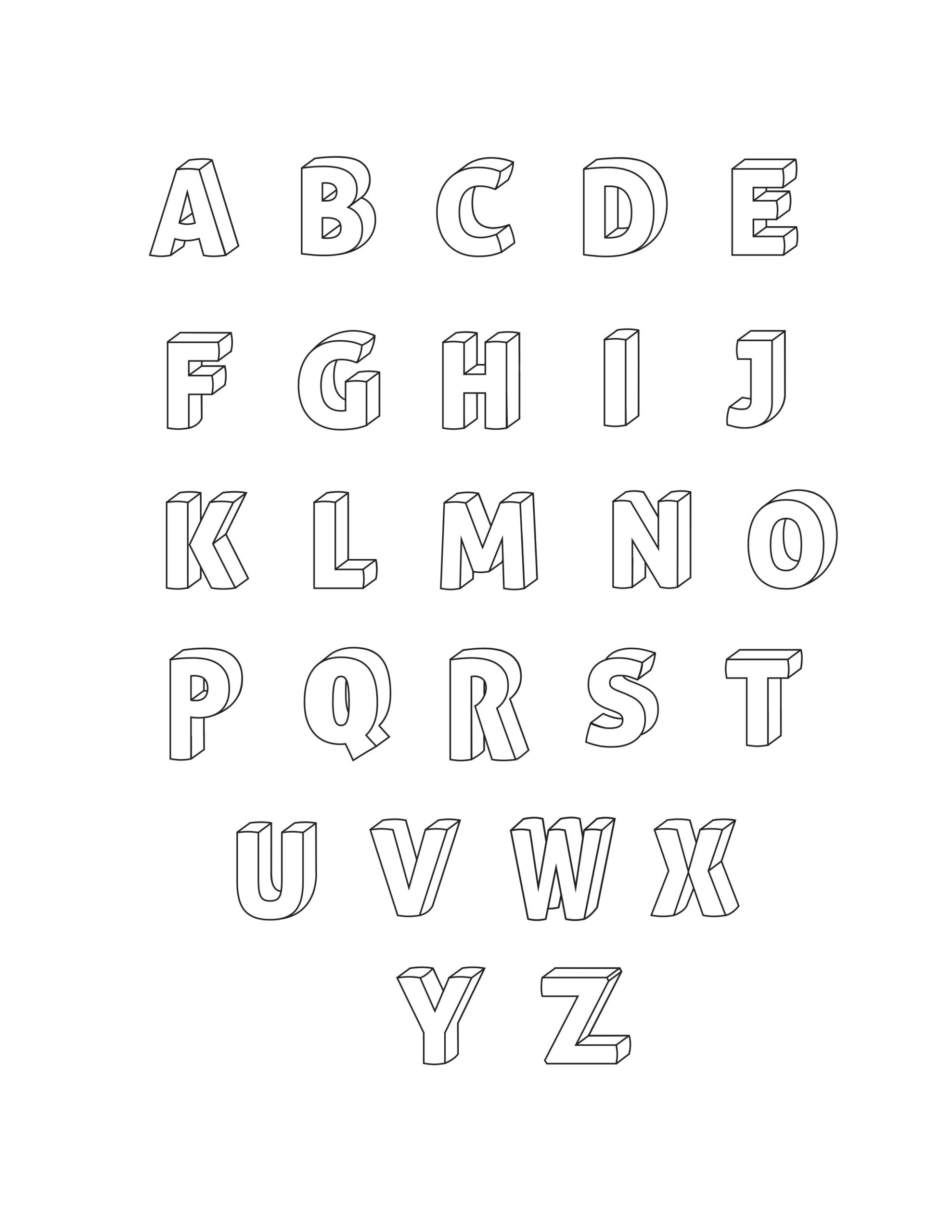 Printable 3D Bubble Letters Alphabet for Free Printable 3d Alphabet Letters