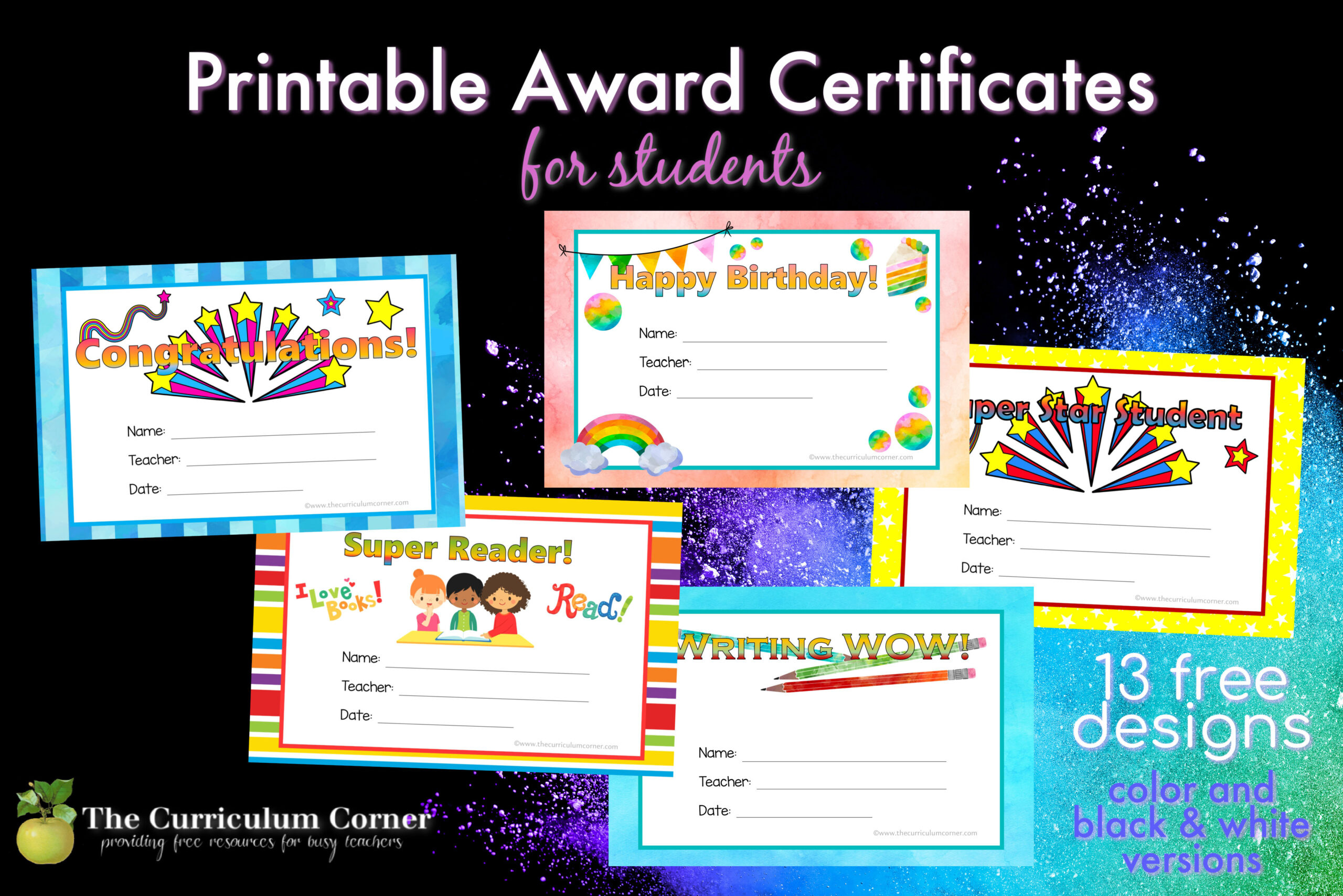 Printable Award Certificates - The Curriculum Corner 123 within 123 Certificates Printables Free