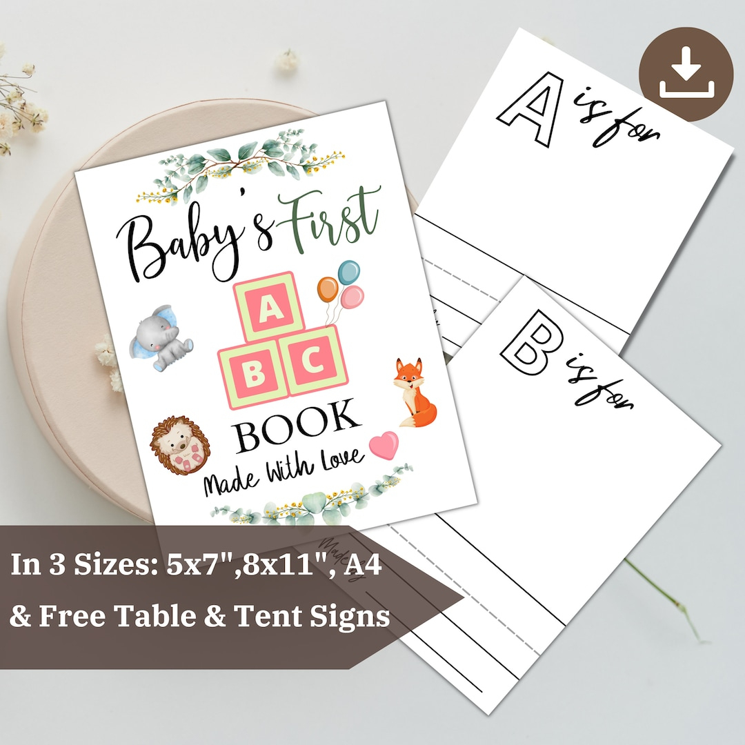 Printable Baby Shower Abc Book Template, Alphabet Cards Diy, Baby pertaining to Babys First Alphabet Book Free Template