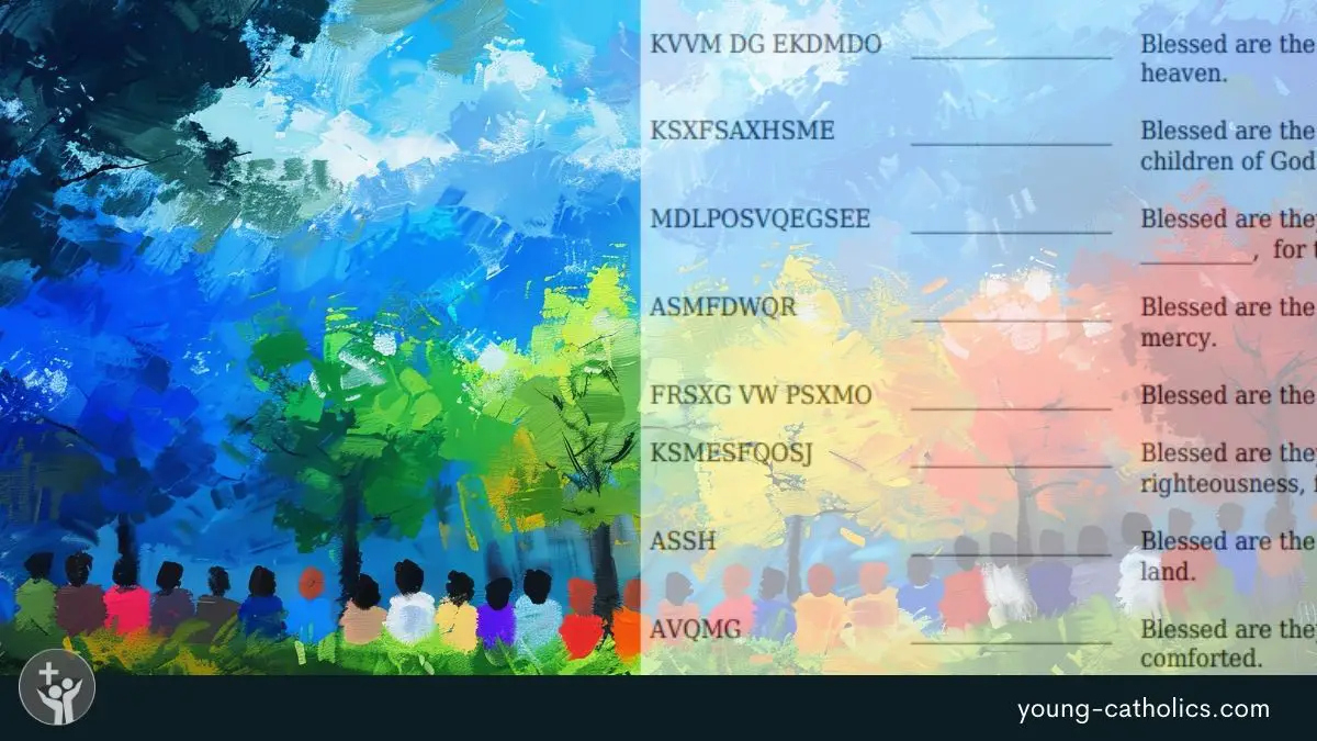 Printable Beatitudes Puzzle: Free Cryptogram For Matthew 5:1-11 intended for Free Printable Bible Cryptograms With Answers