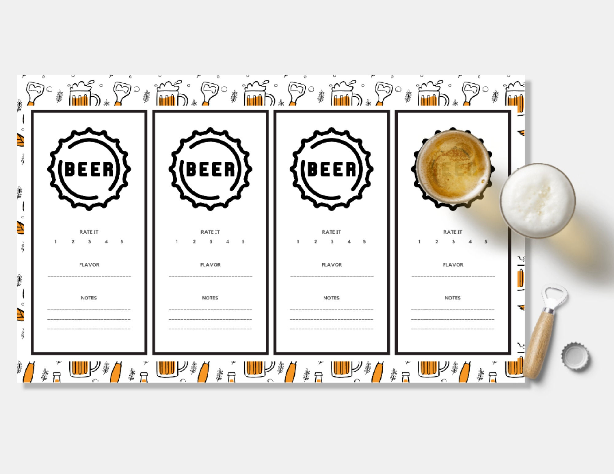 Printable: Beer Tasting Score Sheet / Placemat - Etsy with regard to Beer Tasting Free Printables