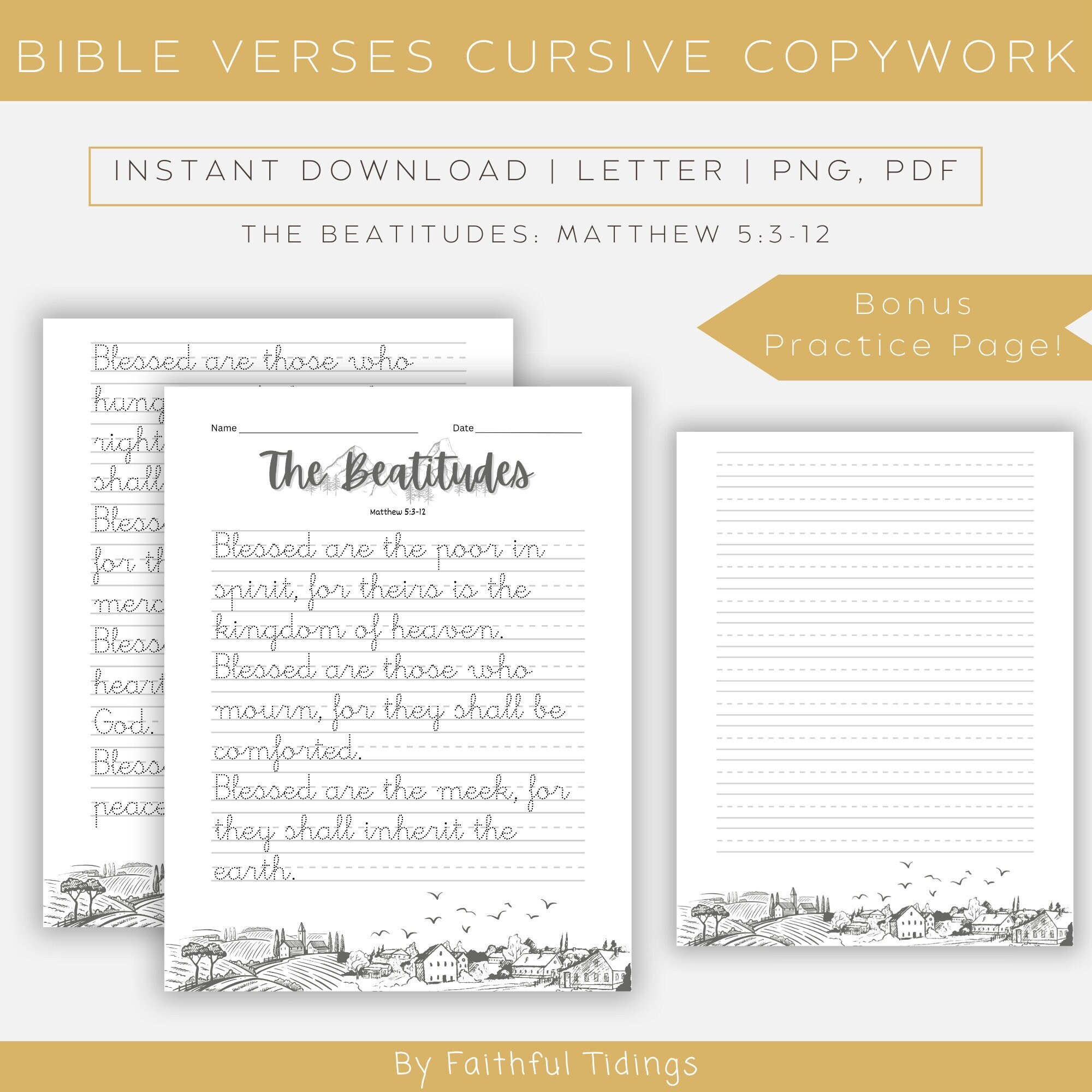 Printable Bible Verses Copywork | The Beatitudes Matthew 5:3-12 pertaining to Free Printable Bible Verses For Handwriting And Copywork