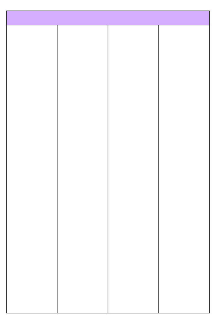 Printable Blank 4-Column Chart Templates throughout Blank 4 Column Chart Printable