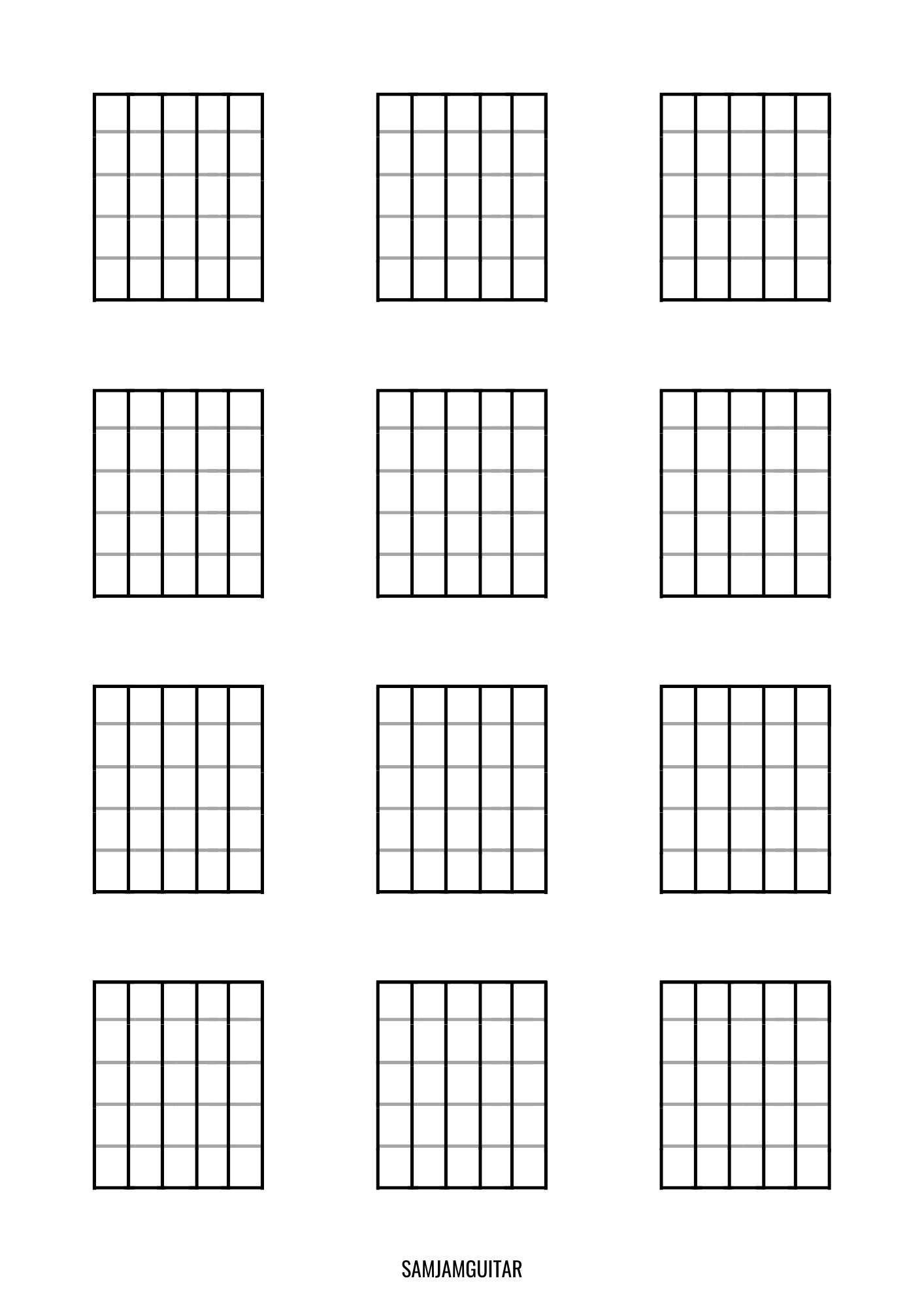 Printable Blank Chord Diagram | Samjamguitar in Blank Chord Chart Printable