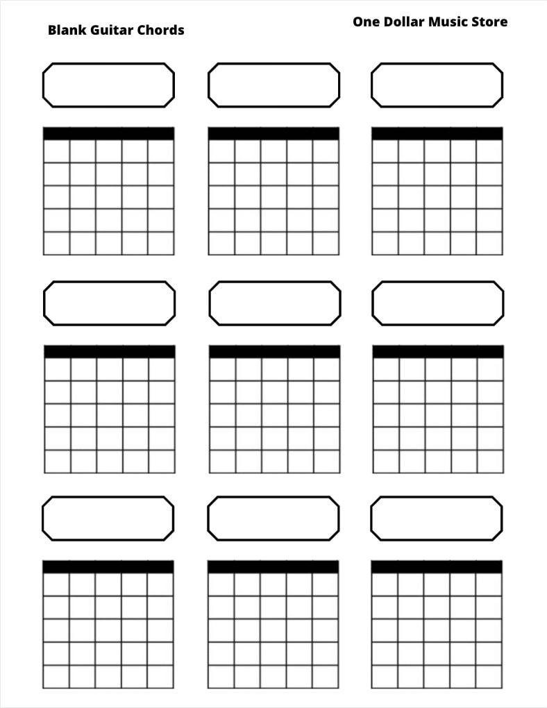 Printable Blank Guitar Chord Chart (Instant Download)New Years with regard to Blank Chord Chart Printable
