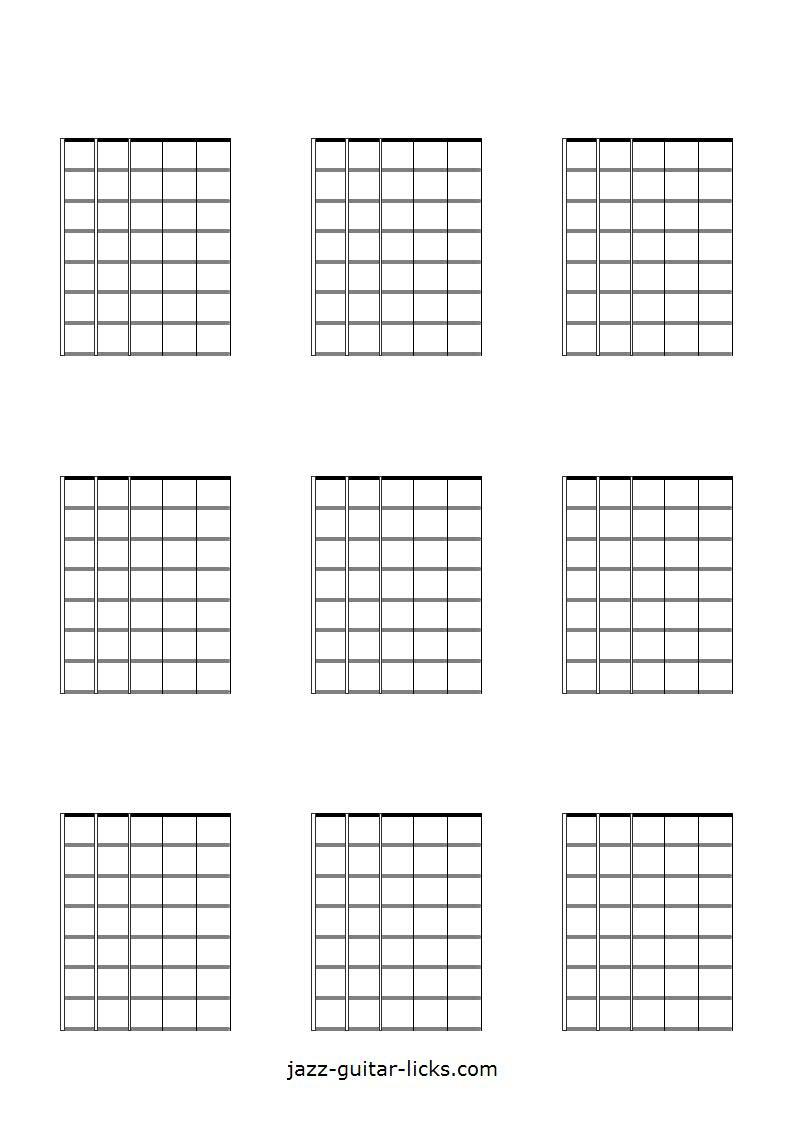 Printable Blank Guitar Neck Diagrams - Chord &amp;amp; Scale Charts within Blank Guitar Chord Chart Printable