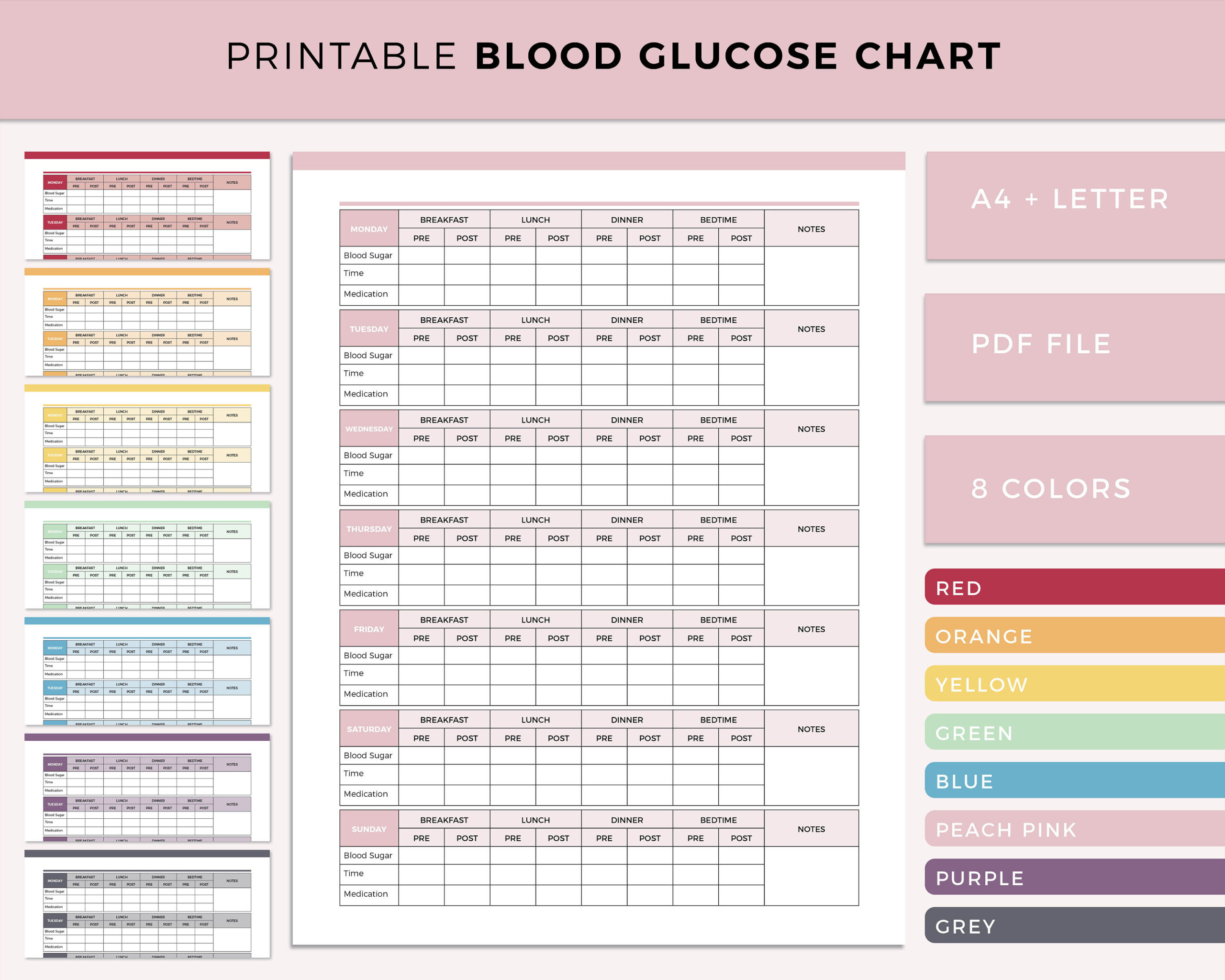 Printable Blood Glucose Chart Pdf, Blood Sugar Log, Blood Sugar intended for Diabetes Chart Printable